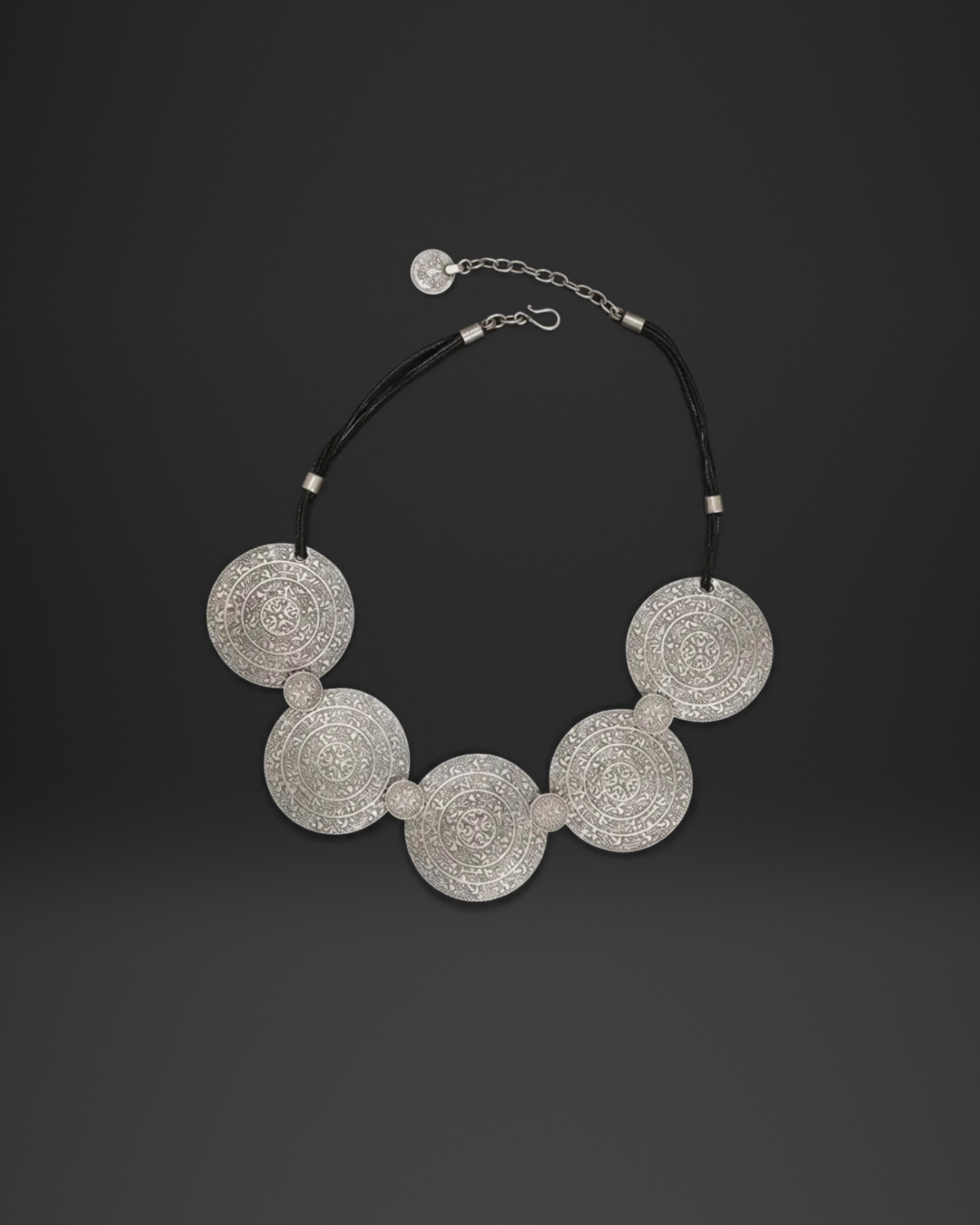 Ornate Coin Bib Cord Necklace