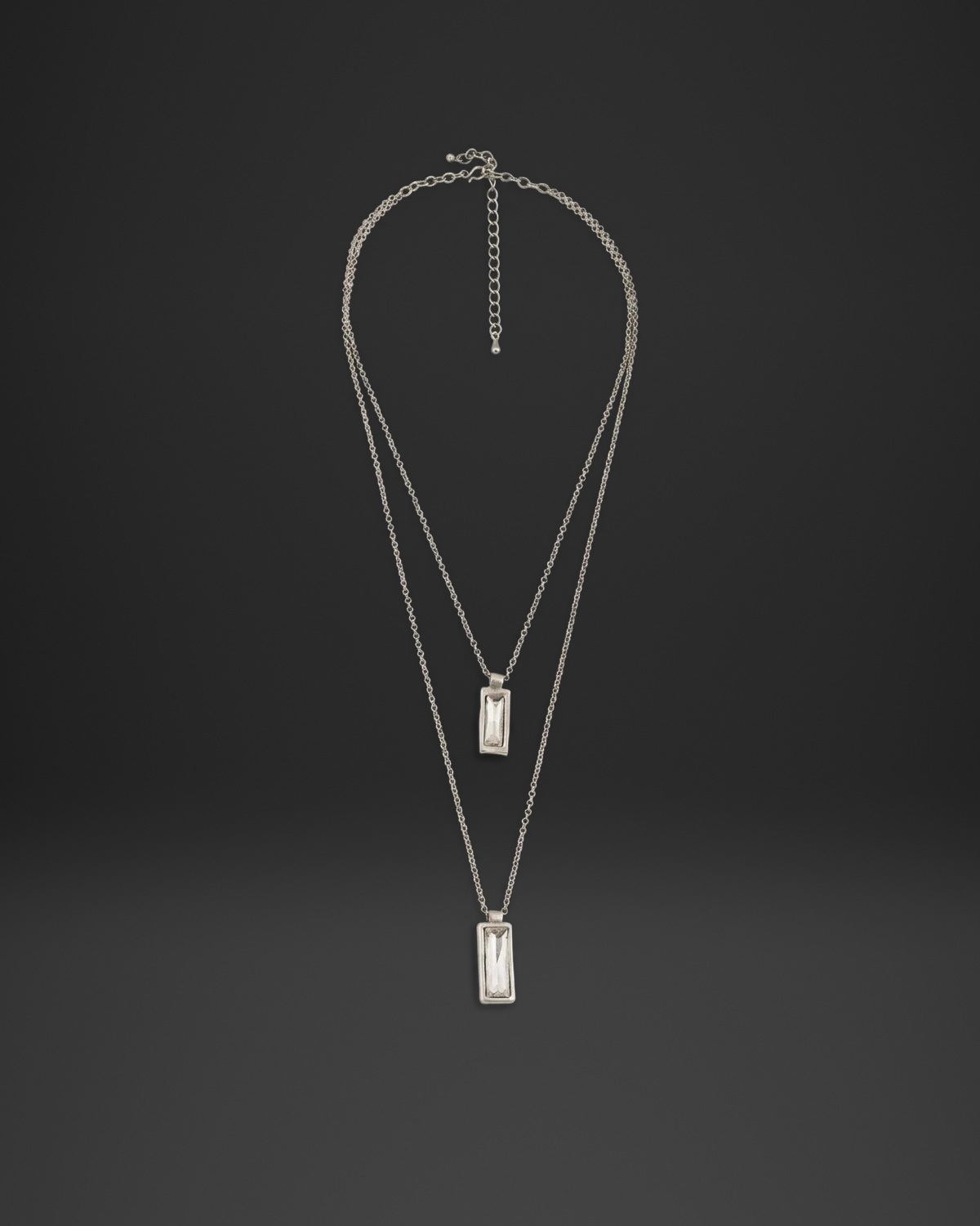 Layered Chain Bar Pendant Necklace