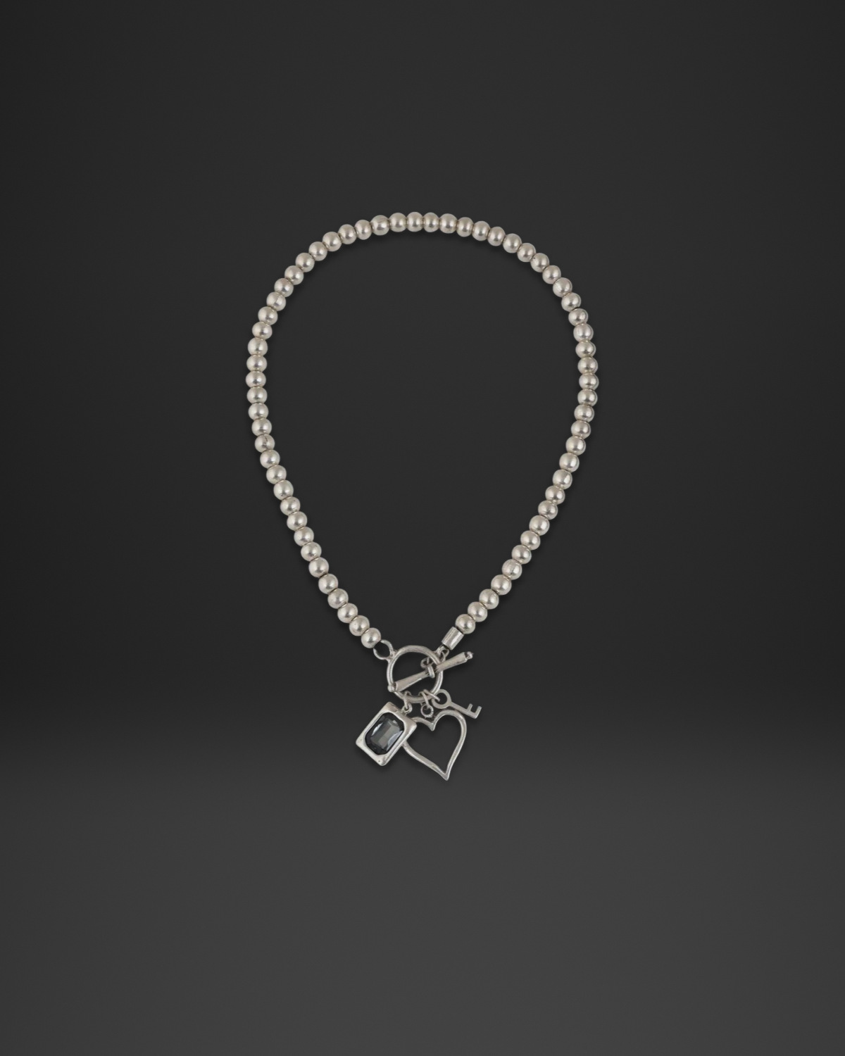 Bead Strand Heart Toggle Necklace