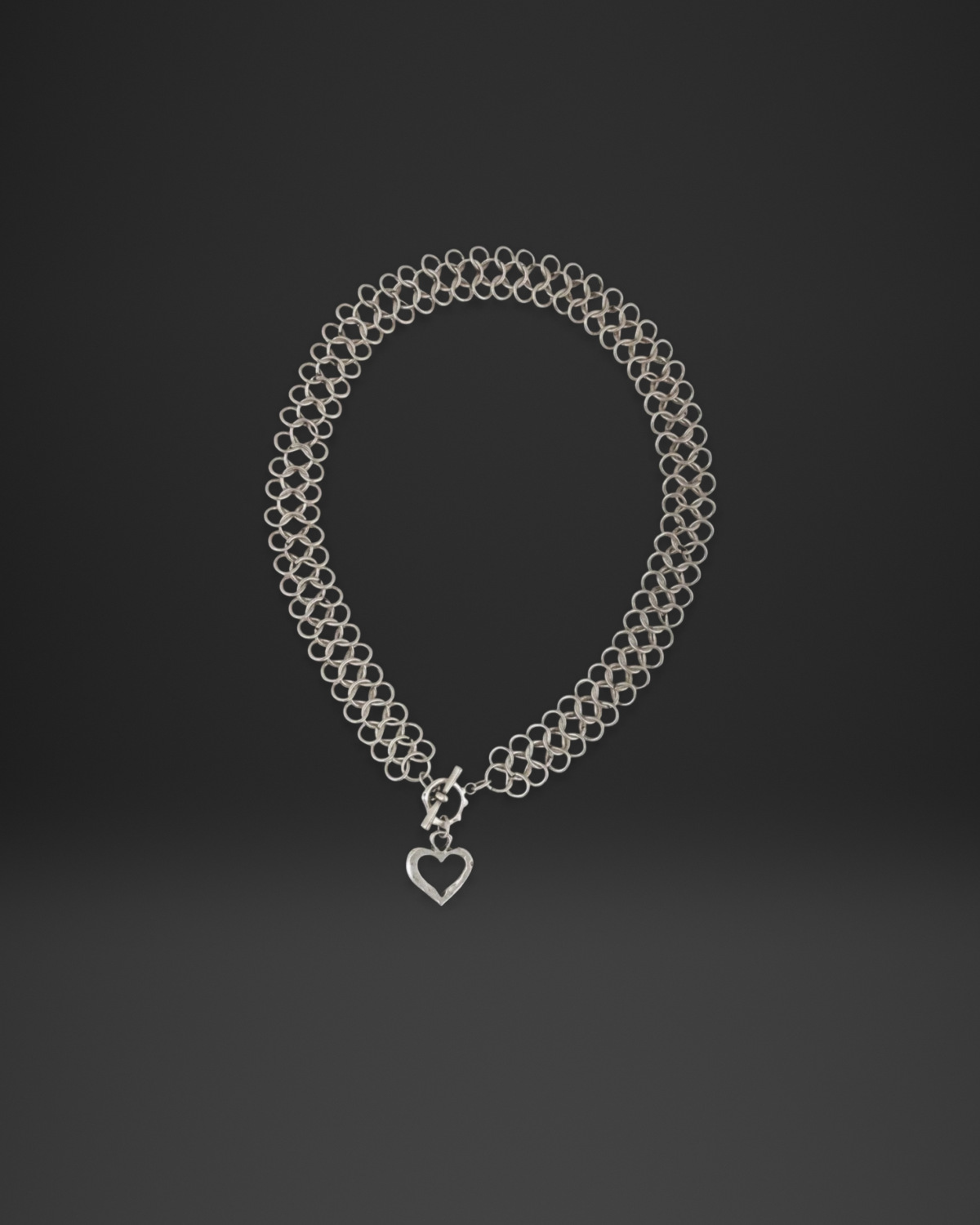 Chainmail Heart Toggle Necklace