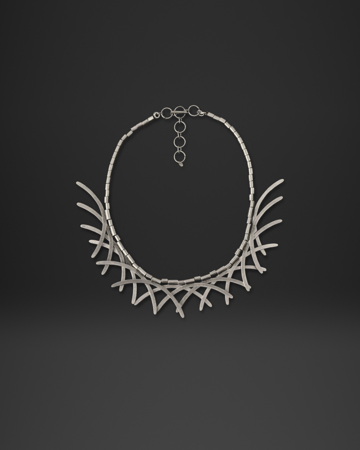 Crossed Arc Fringe Collar Necklace