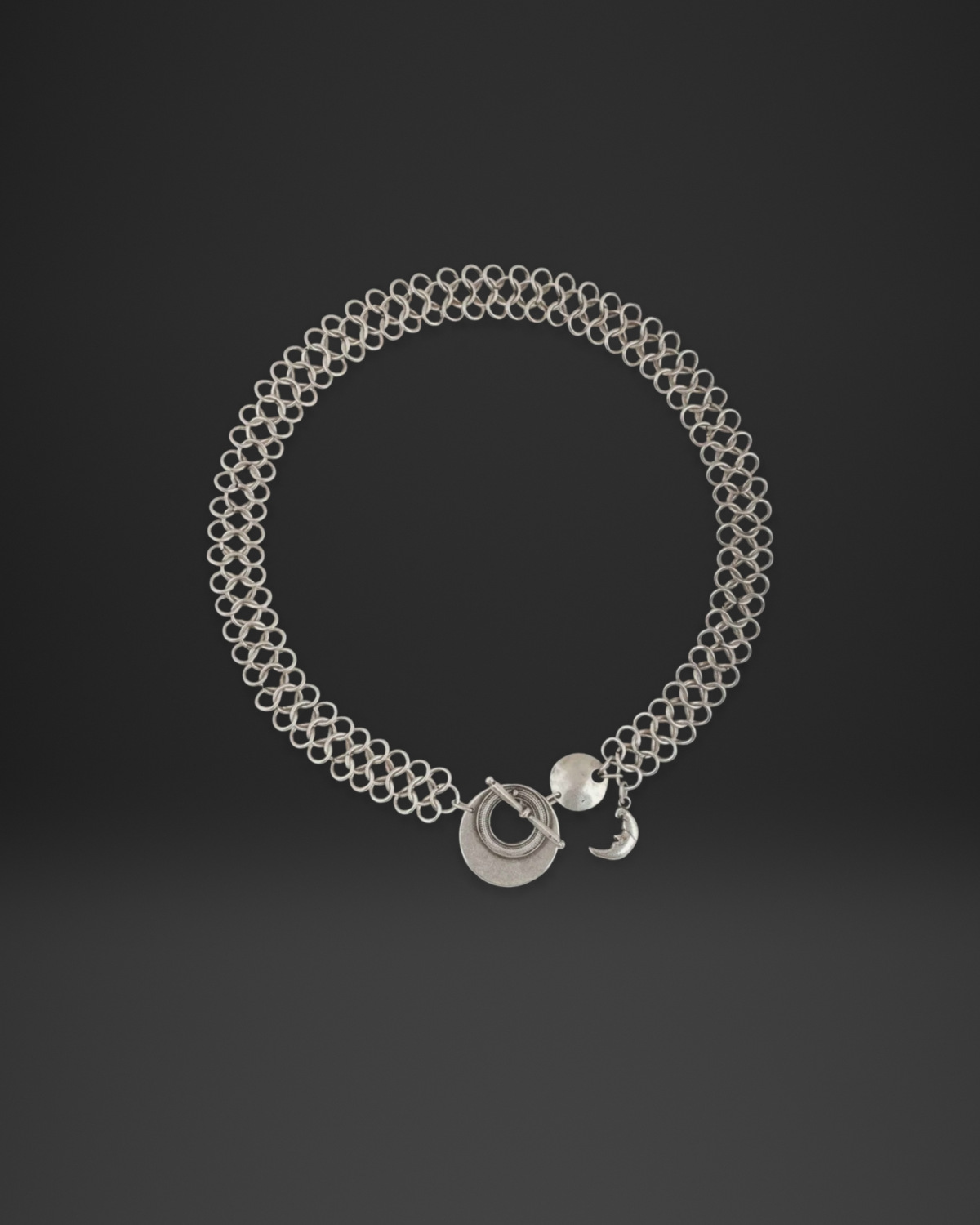 Chainmail Crescent Toggle Necklace