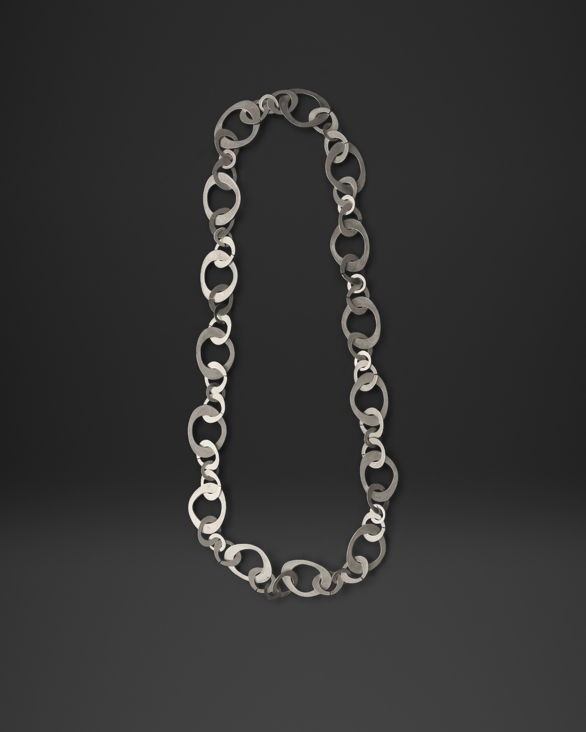 Hammered Disc Ring Long Chain Necklace