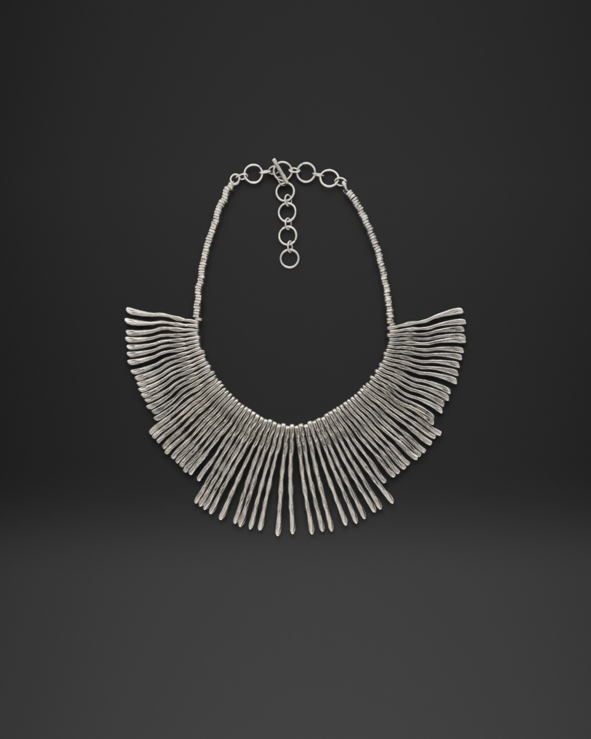 Wavy Stick Fringe Bib Necklace