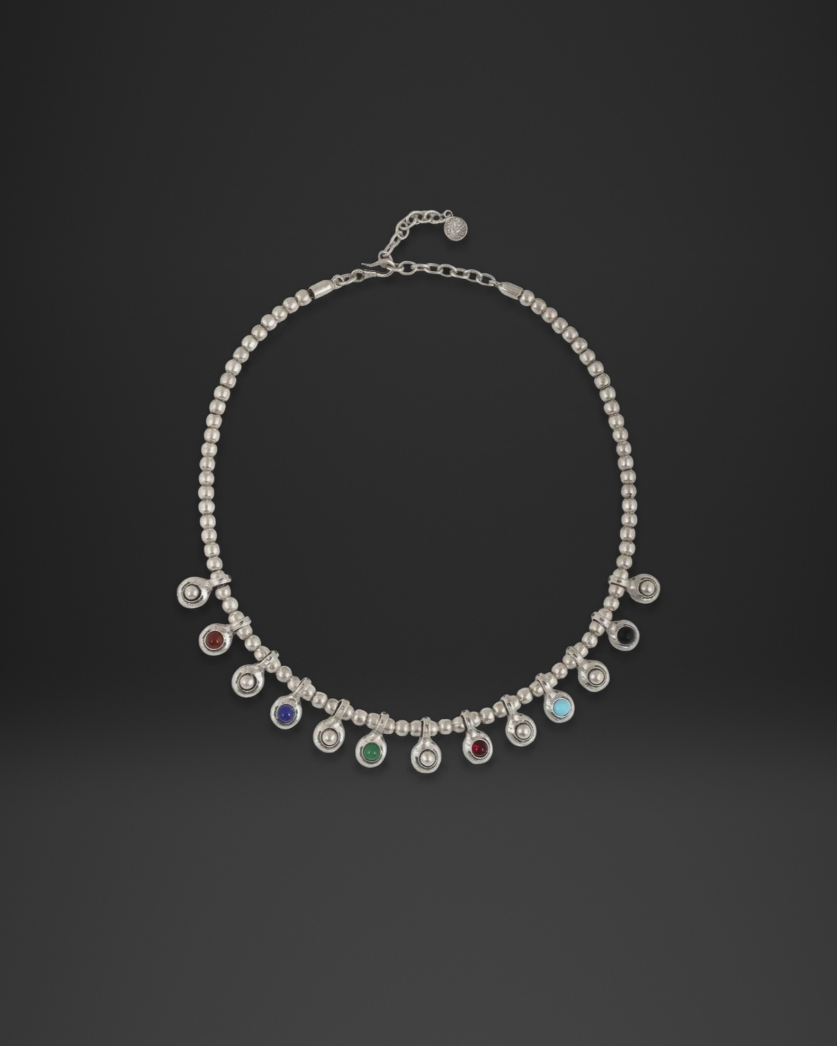 Crystal Bezel Charm Bead Necklace