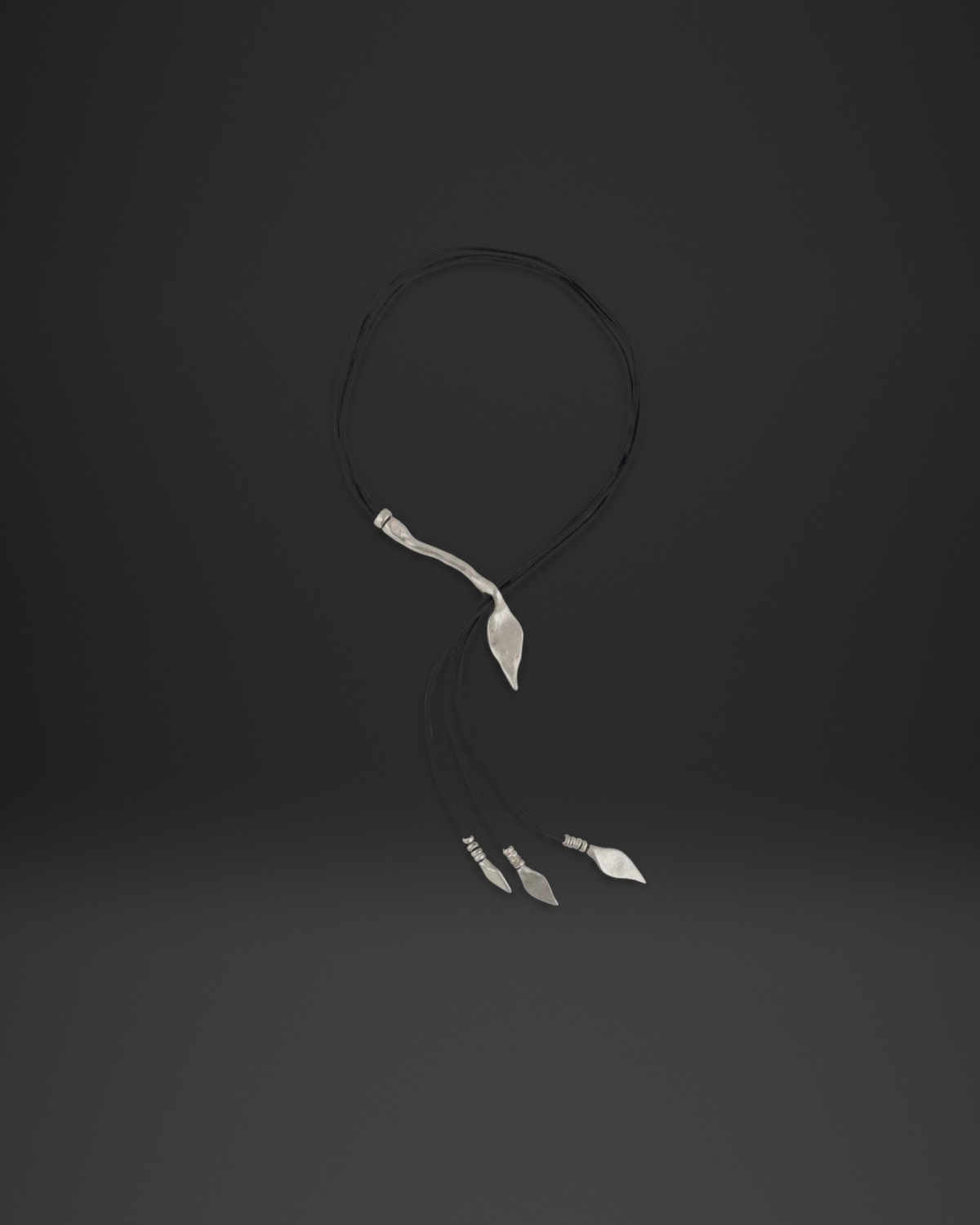 Leaf Charm Cord Lariat Necklace