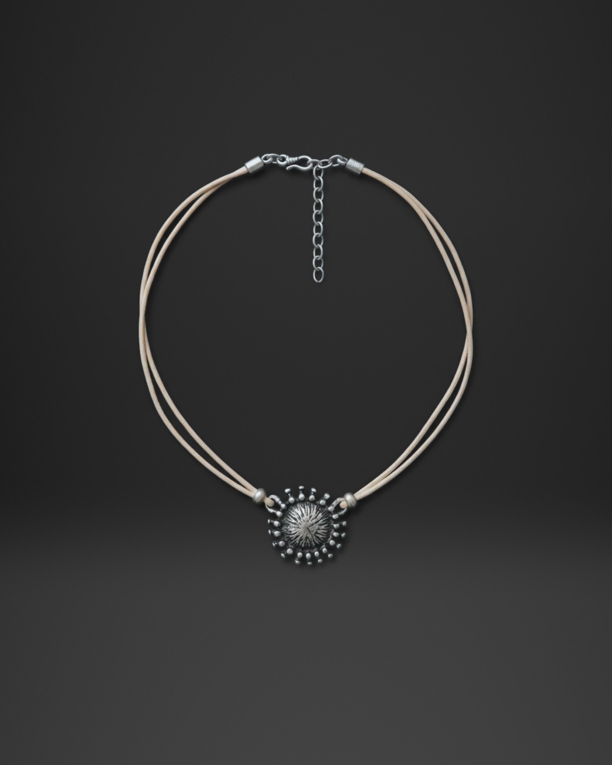 Double Cord Dotted Medallion Necklace