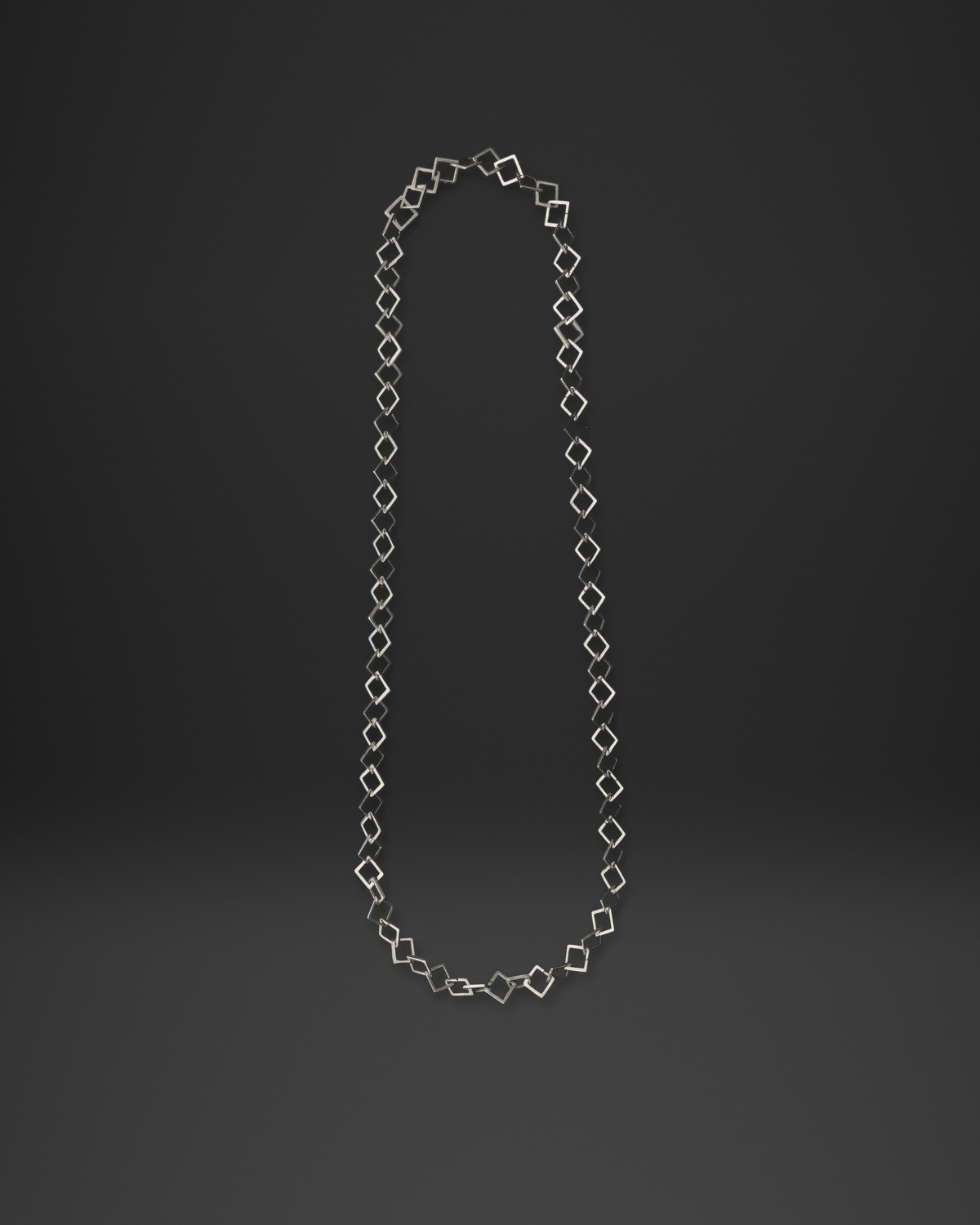 Open Square Link Long Chain Necklace