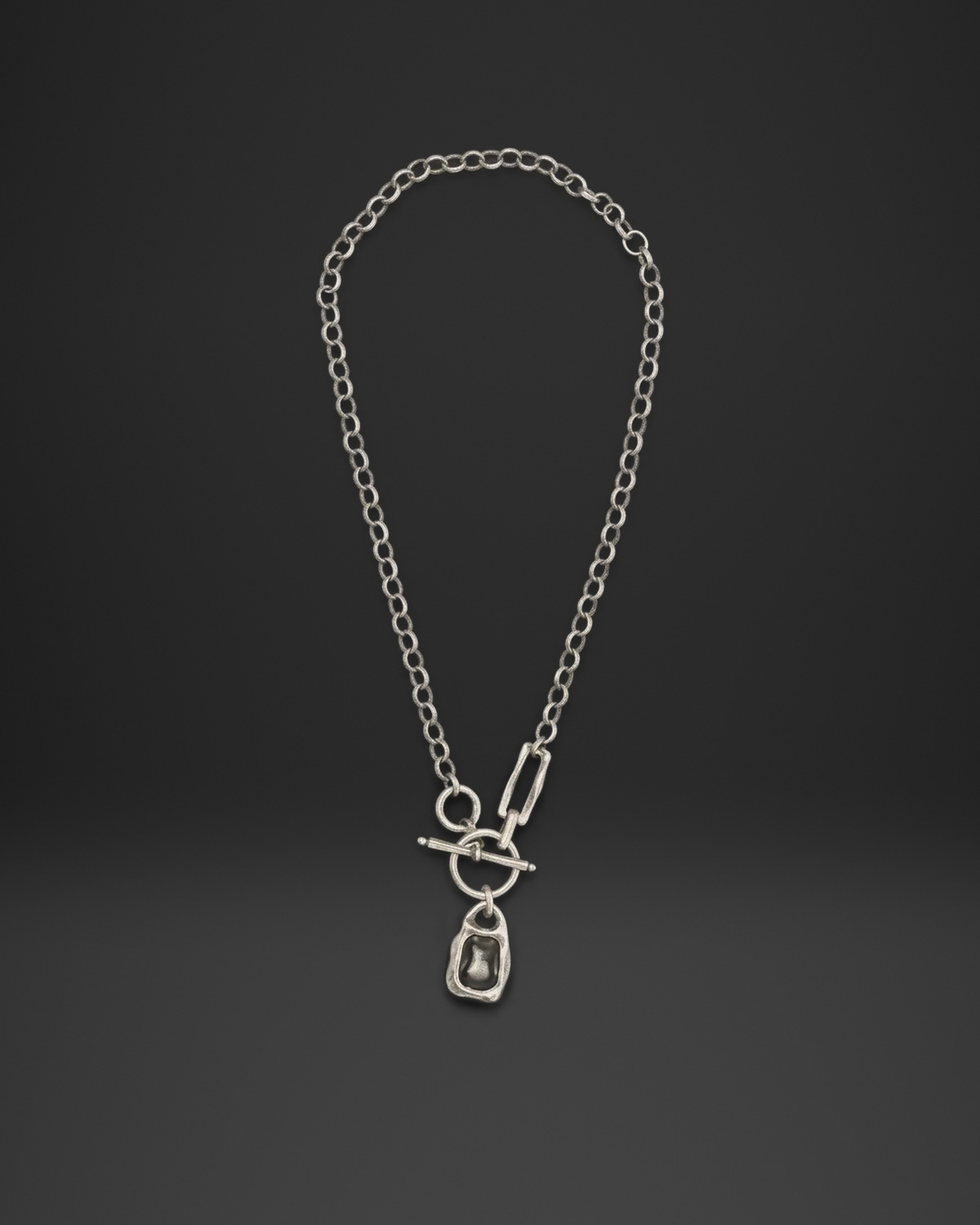 Long Chain Toggle Pebble Drop Necklace