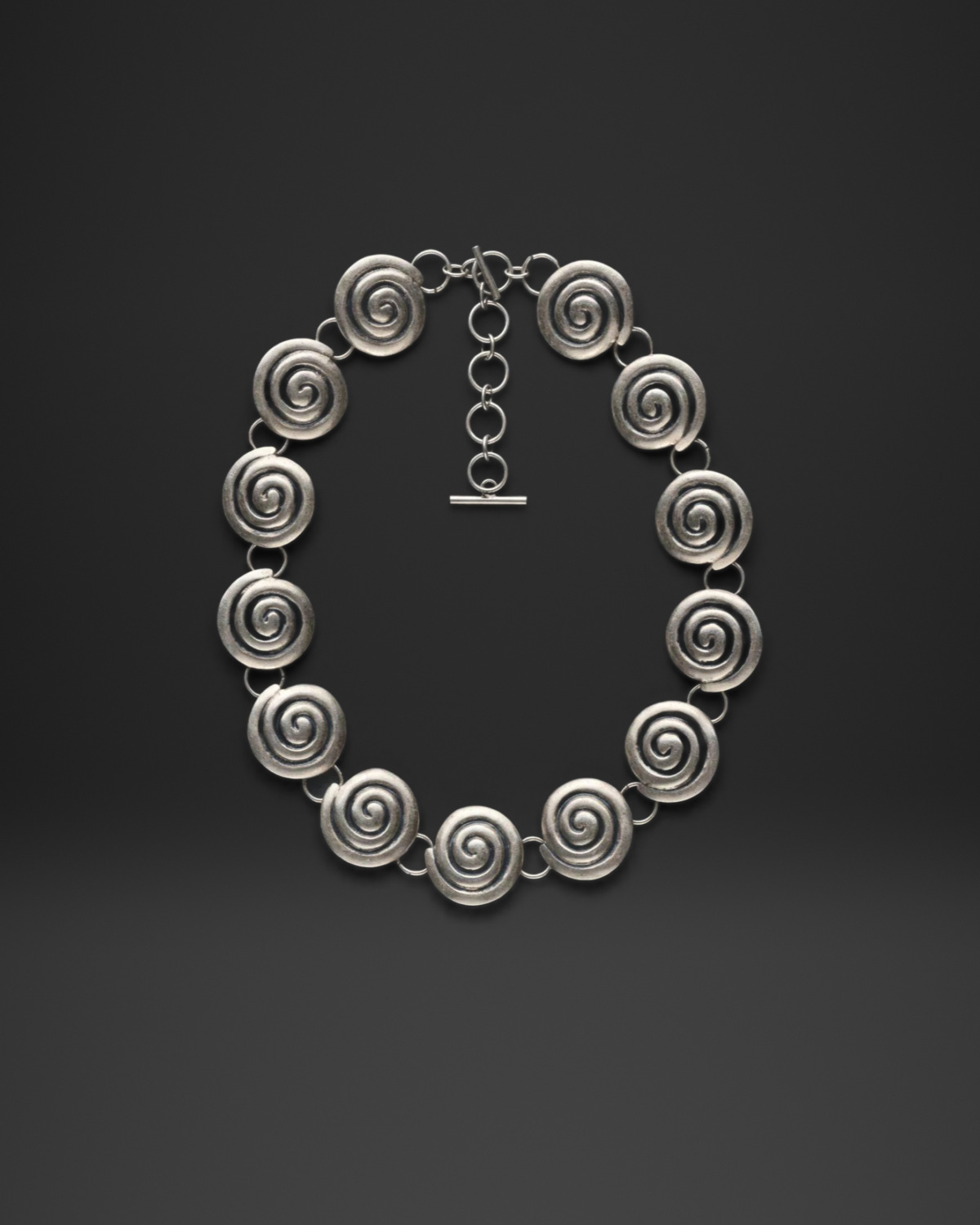 Hammered Spiral Disc Link Necklace