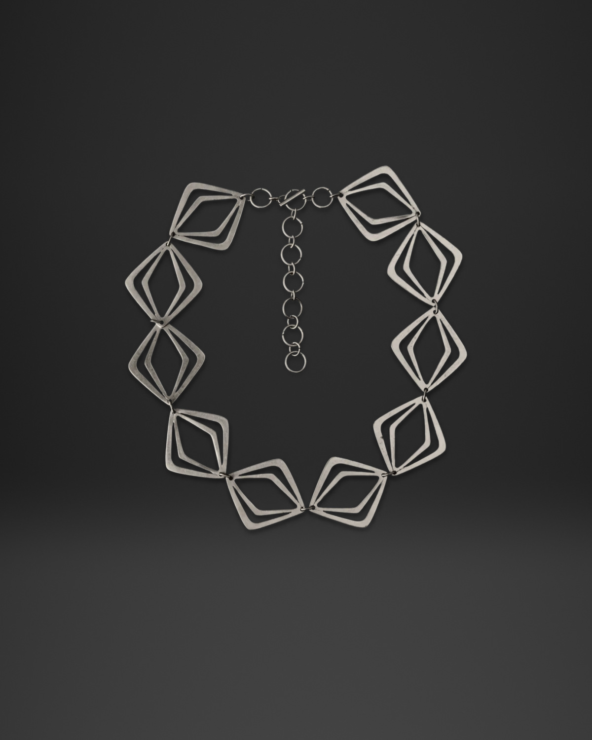 Double Diamond Frame Link Necklace