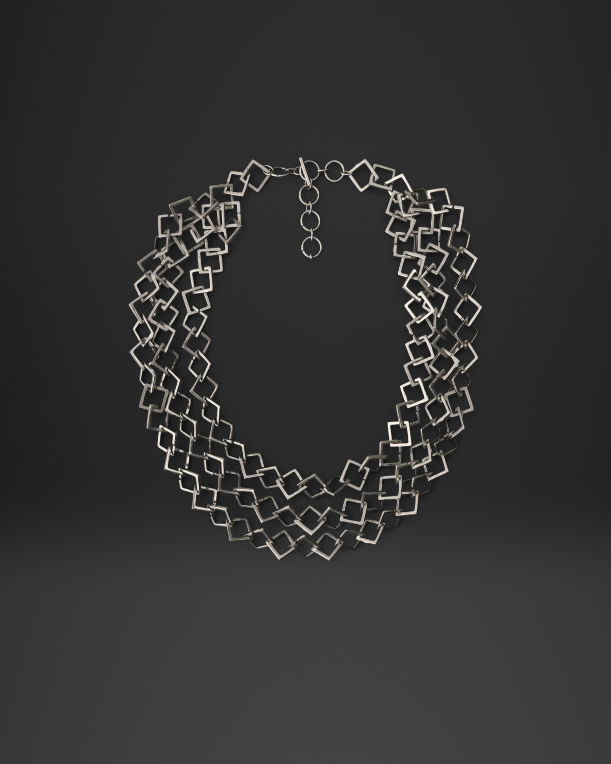 Multi Row Square Frame Necklace