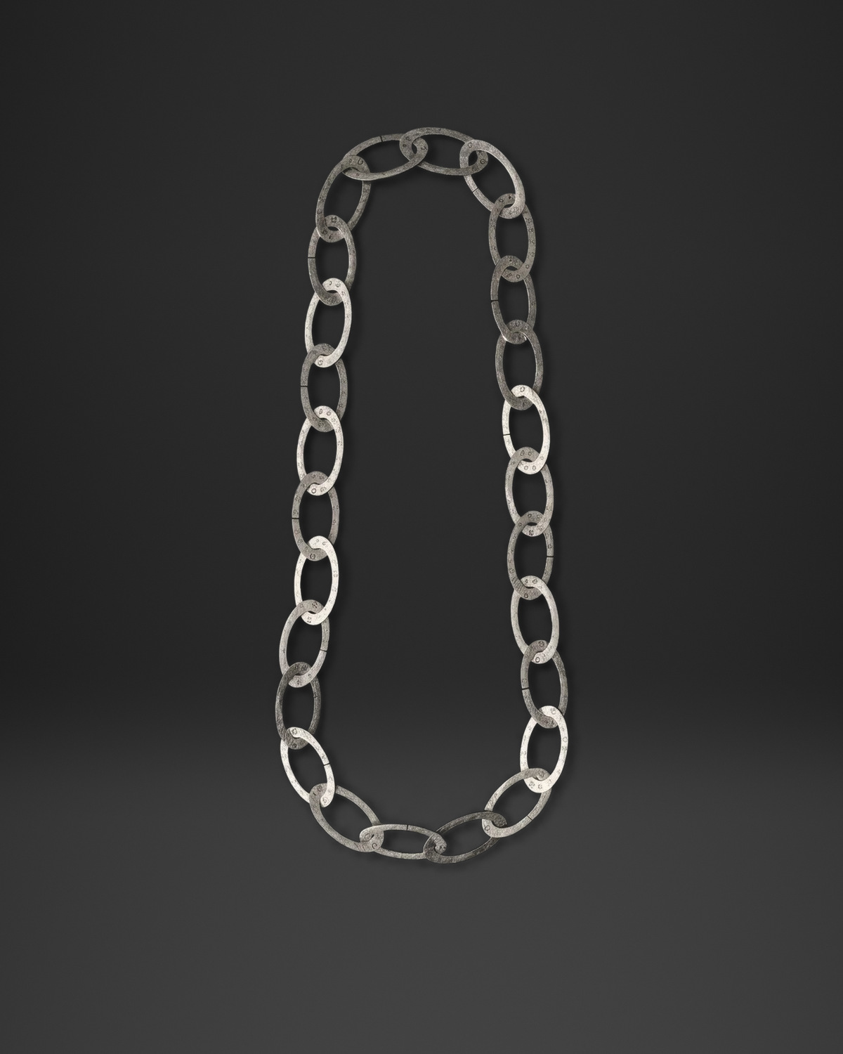 Hammered Oval Link Long Necklace