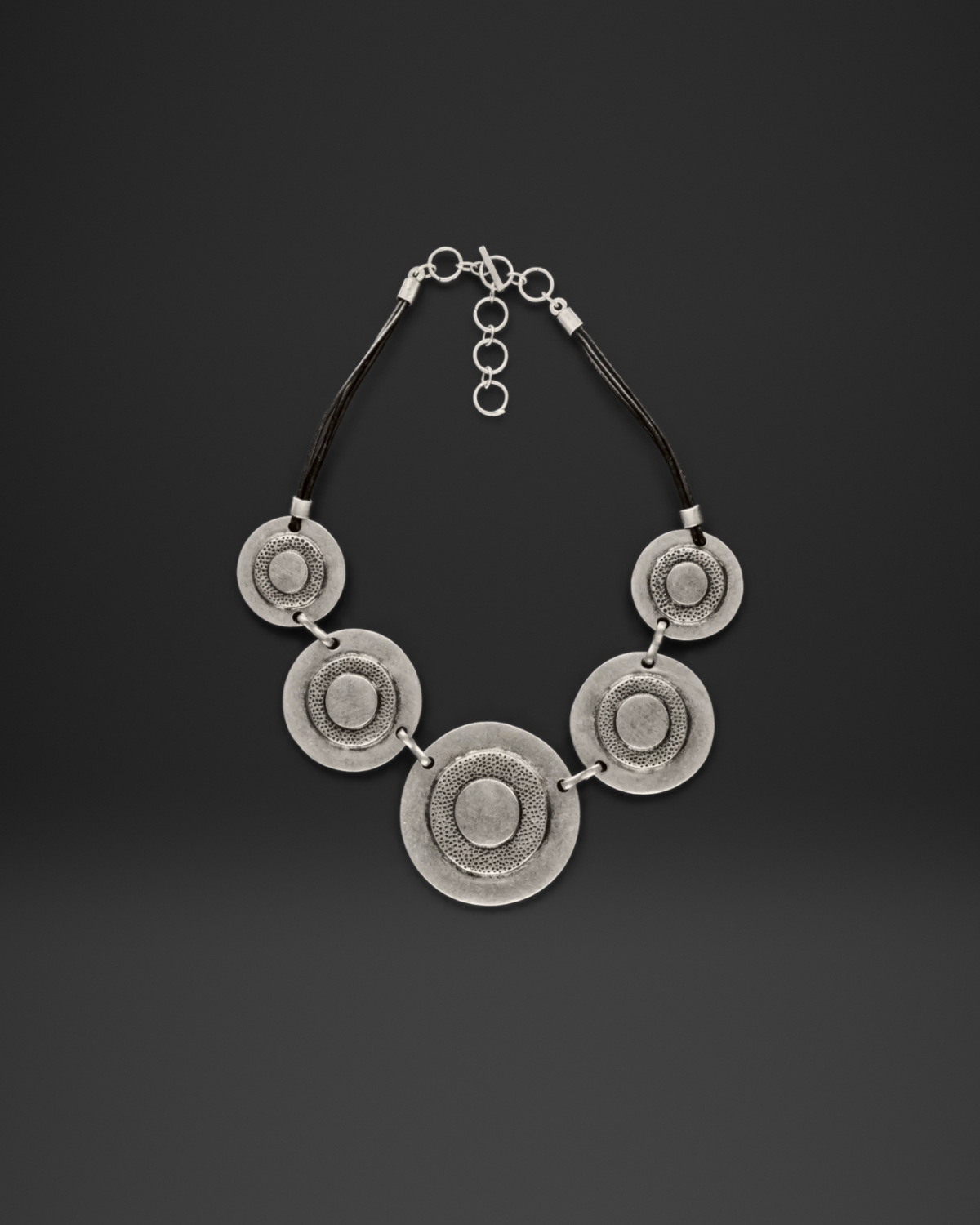 Textured Disc Cord Necklace
