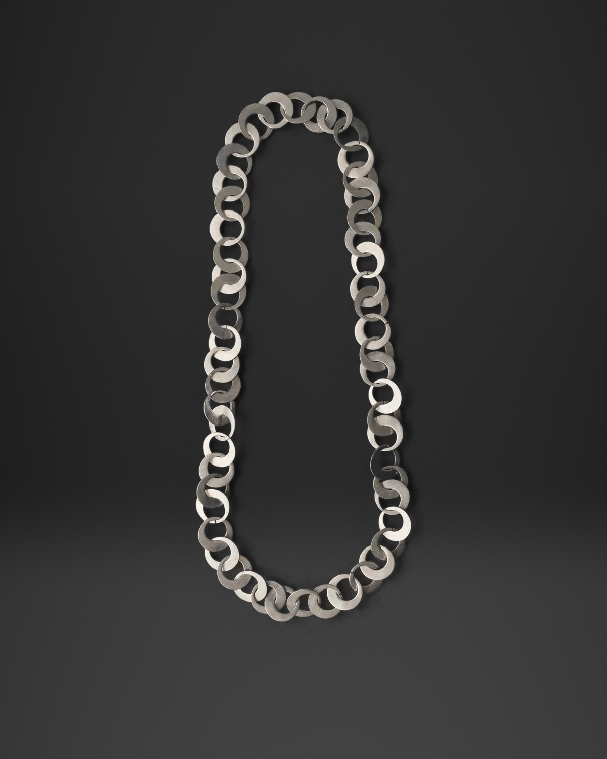 Flat Ring Link Long Necklace