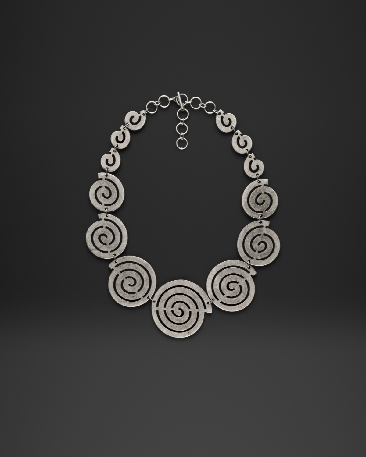 Cut-Out Spiral Disc Link Necklace