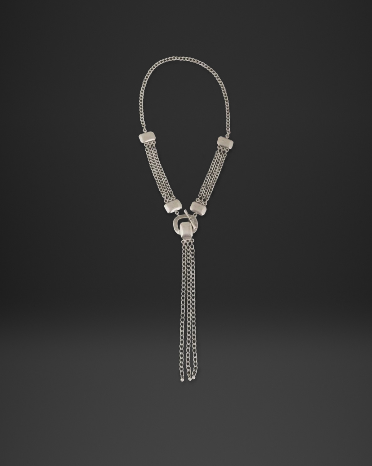 Mesh Chain Tassel Y Long Necklace