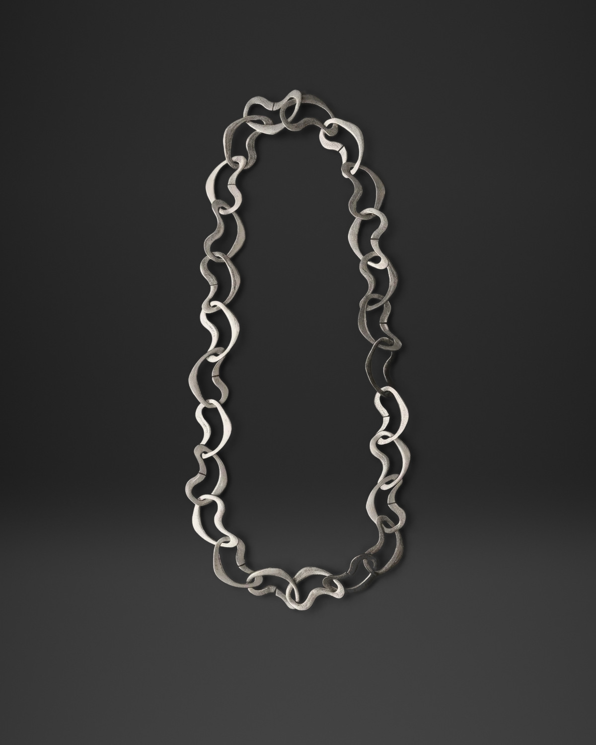 Wavy Crescent Link Long Necklace