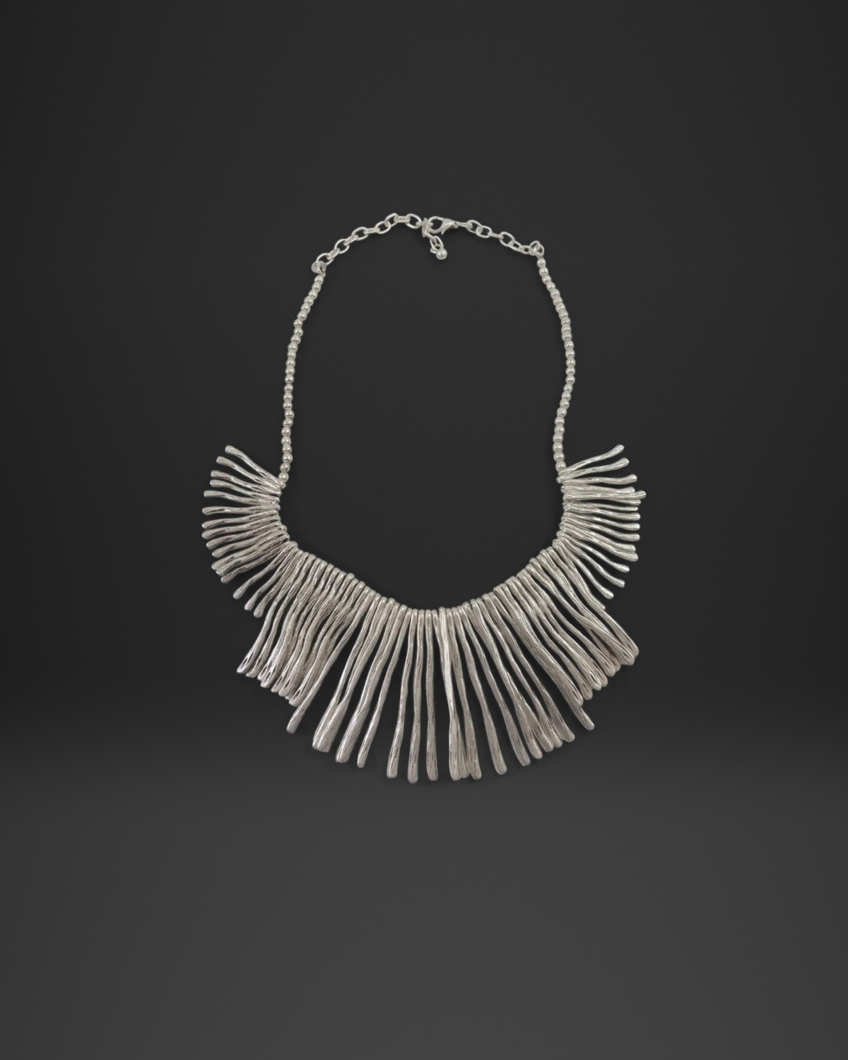 Organic Stick Fringe Bib Necklace