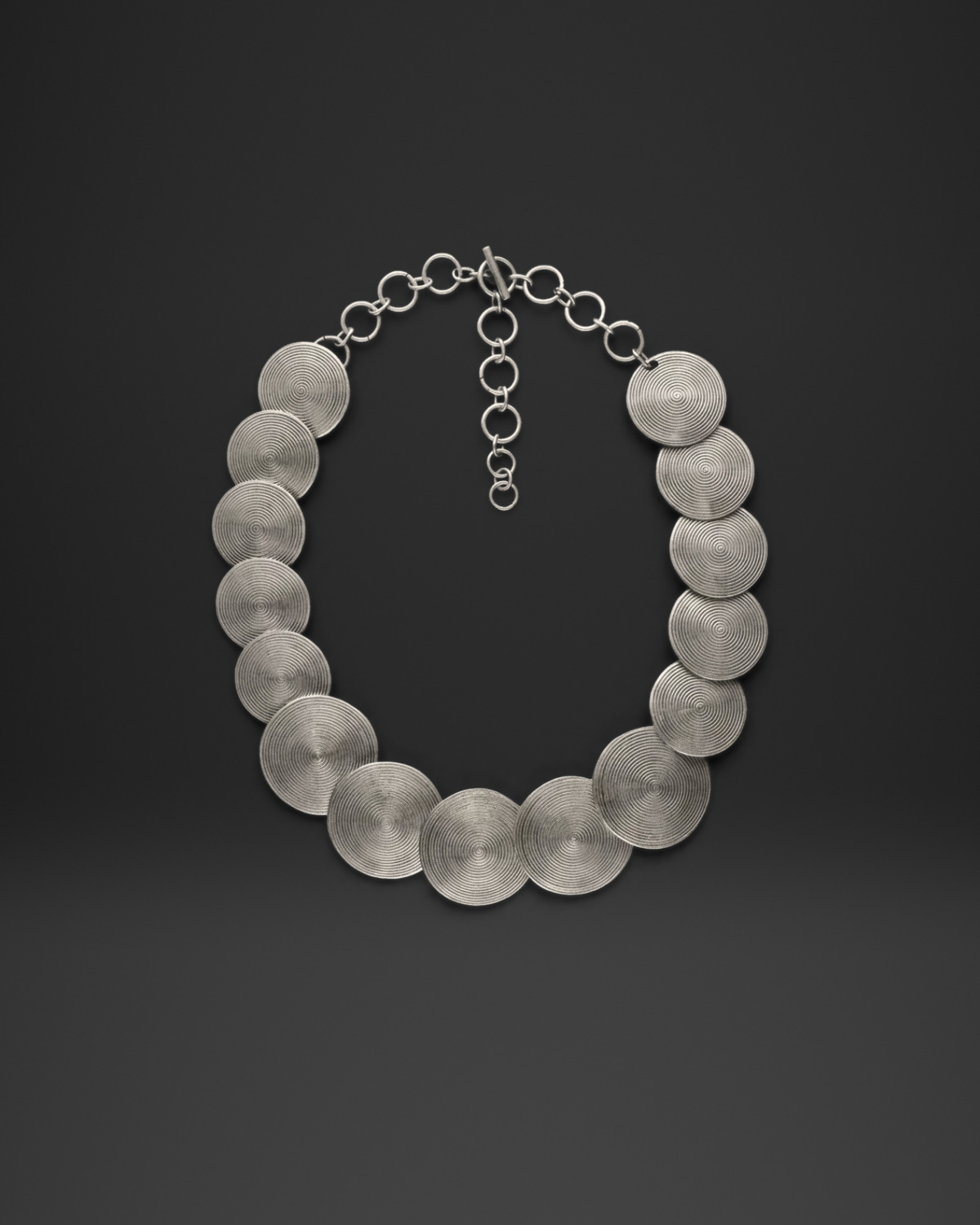 Spiral Groove Disc Collar Necklace