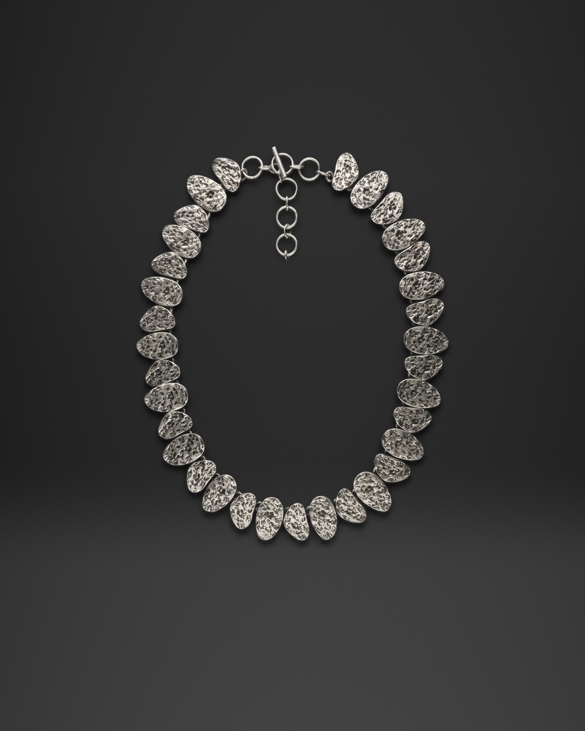 Textured Oval Disc Collar Necklace