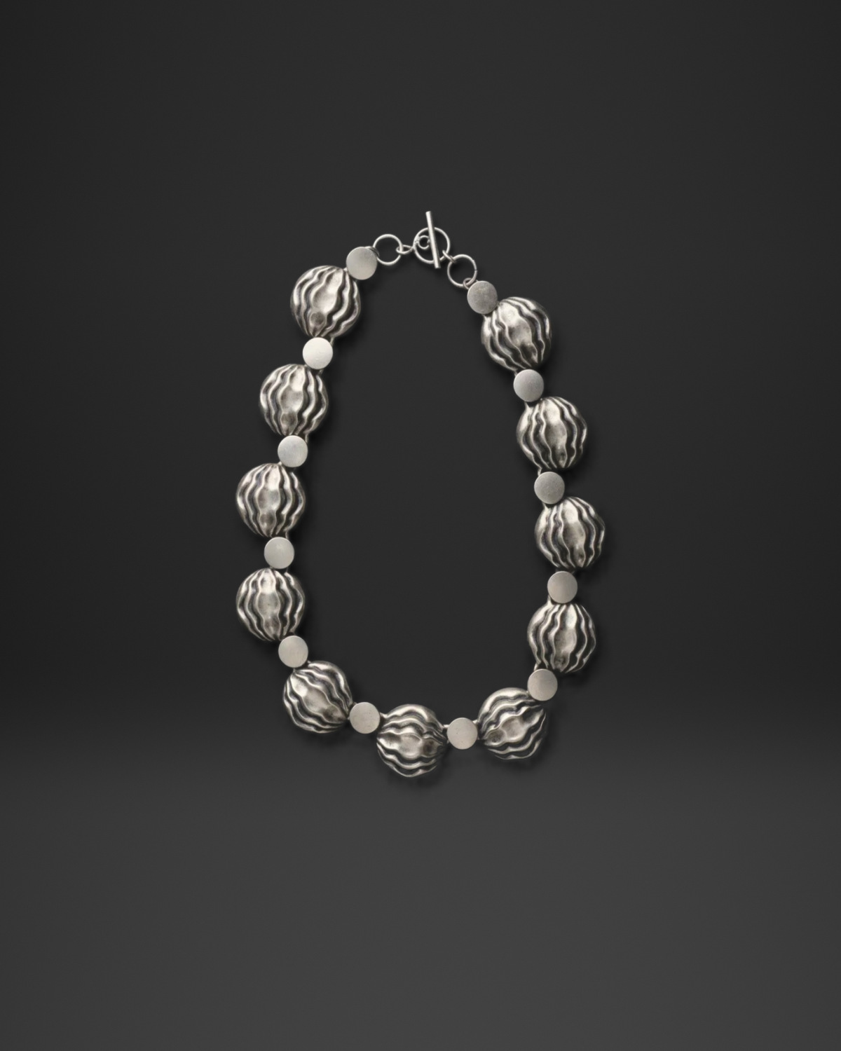 Wavy Puff Bead Toggle Necklace