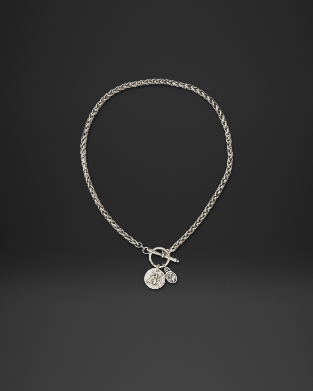 Wheat Chain Coin Toggle Necklace