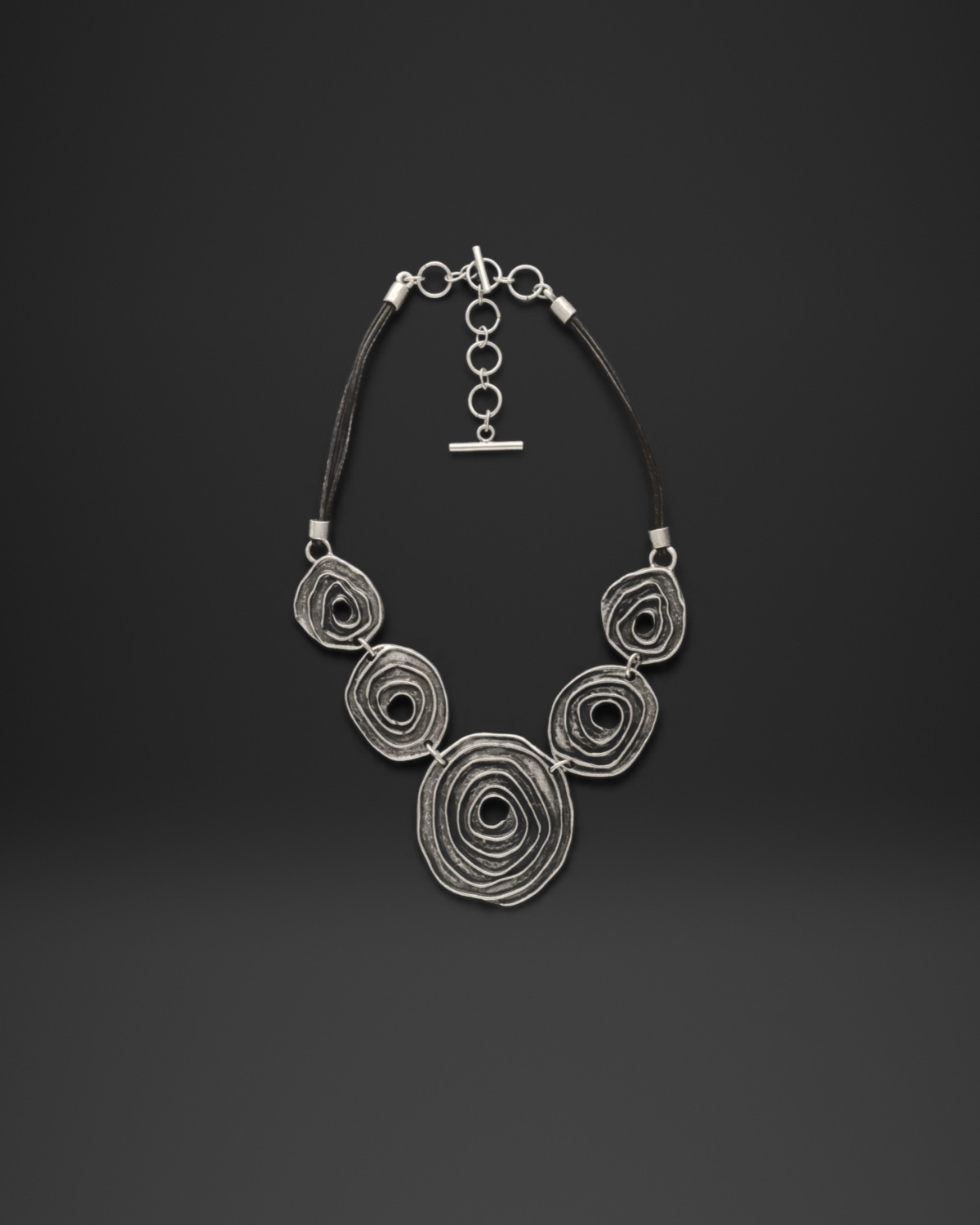 Organic Spiral Ring Cord Necklace