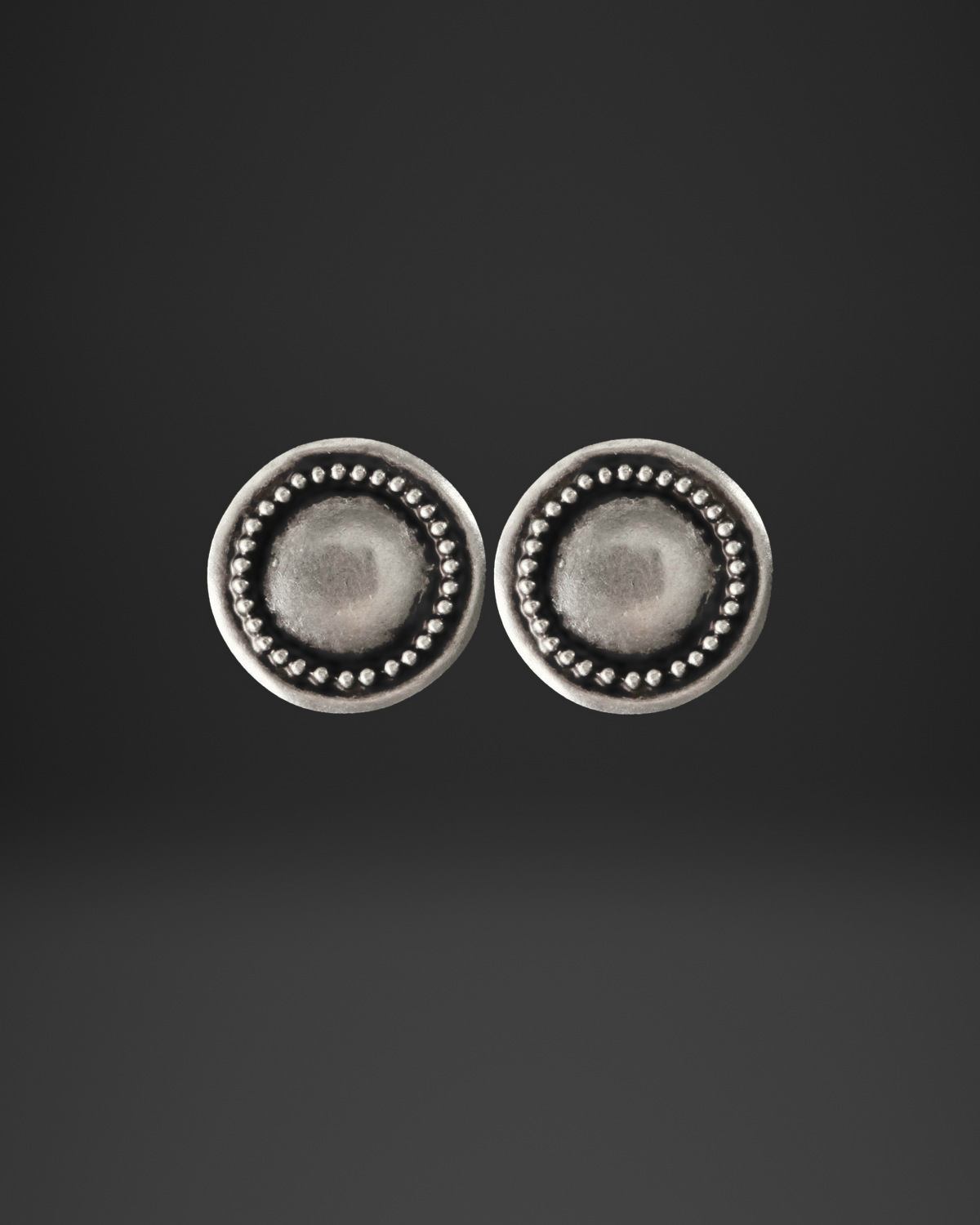 Beaded Border Dome Clip-On Earrings