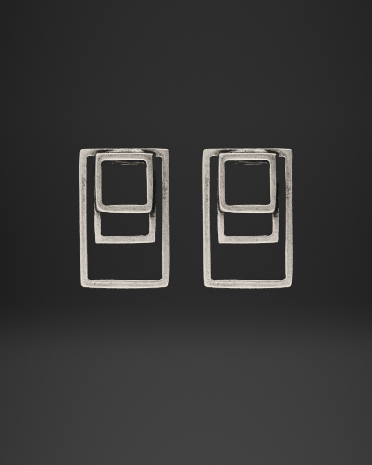 Nested Rectangle Frame Stud Earrings