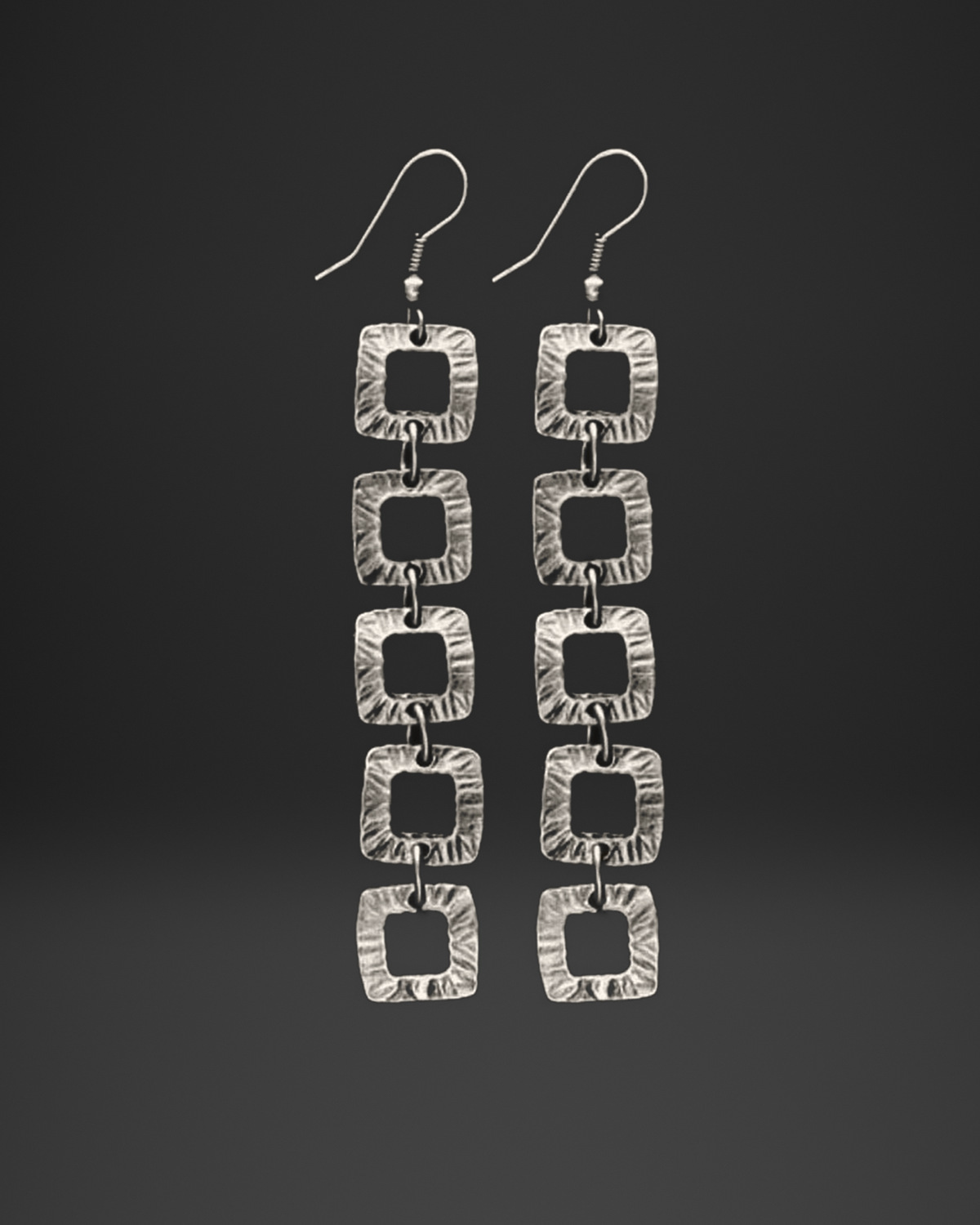 Hammered Square Chain Earrings