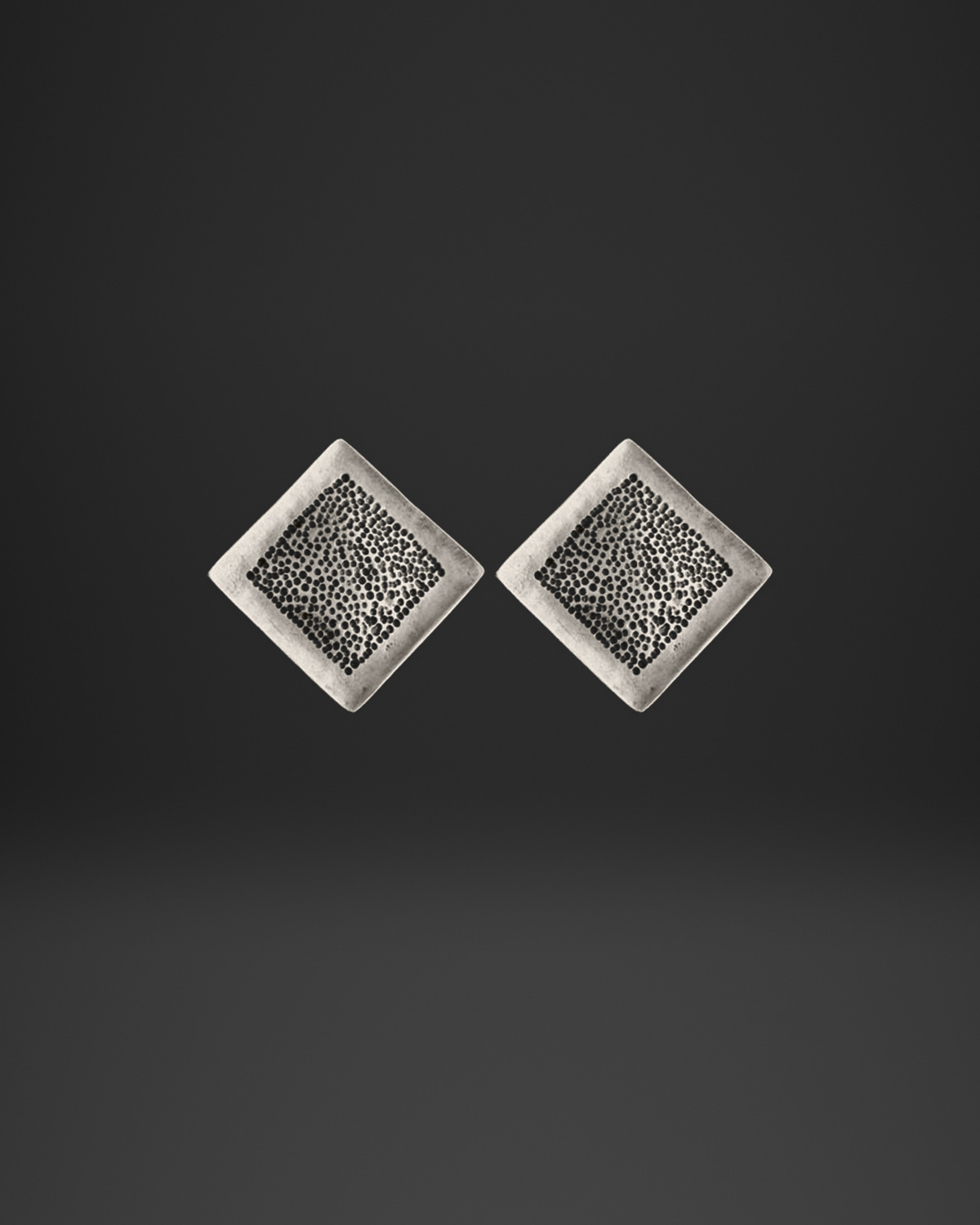 Dotted Diamond Panel Clip-On Earrings
