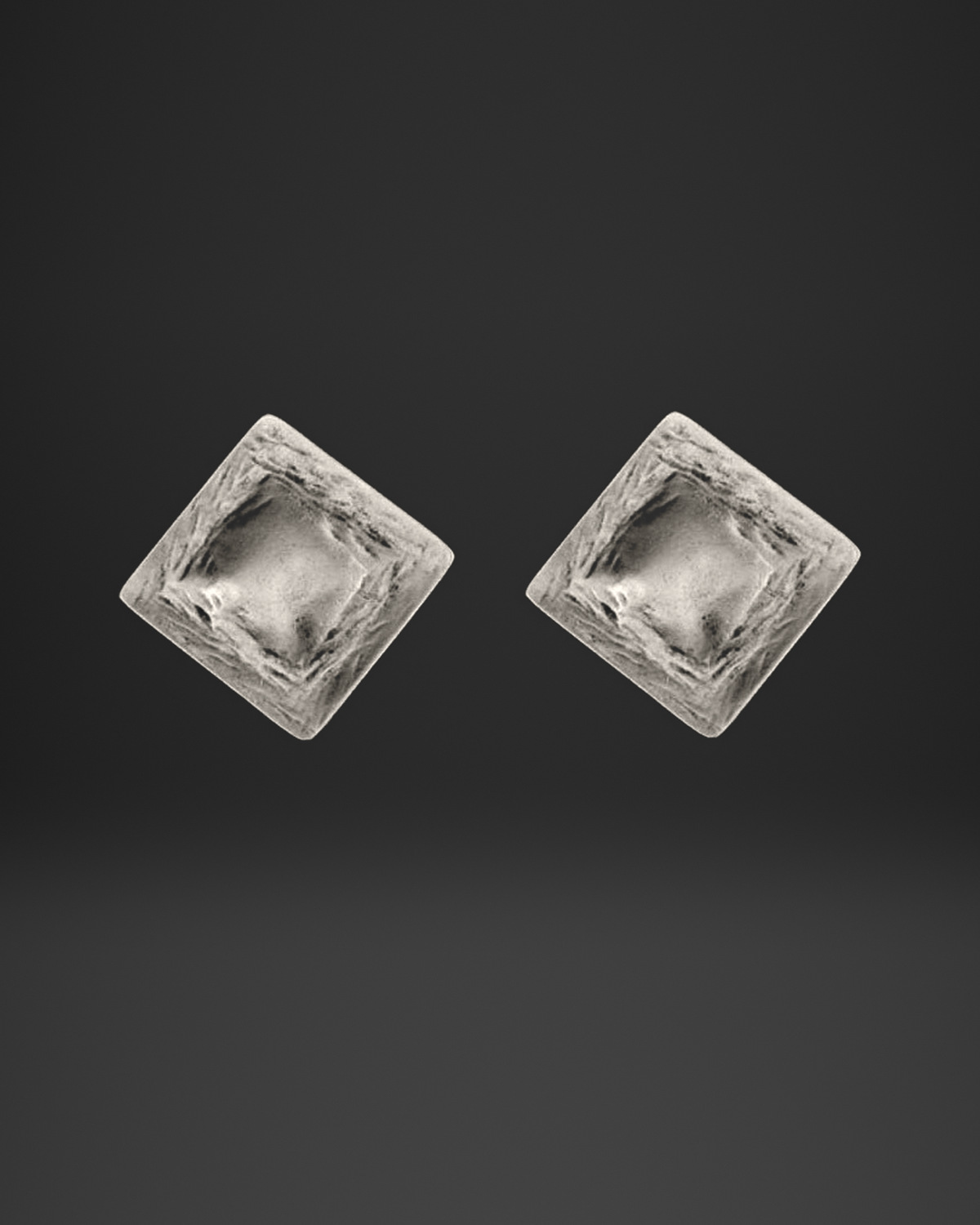Hammered Pillow Diamond Clip-On Earrings