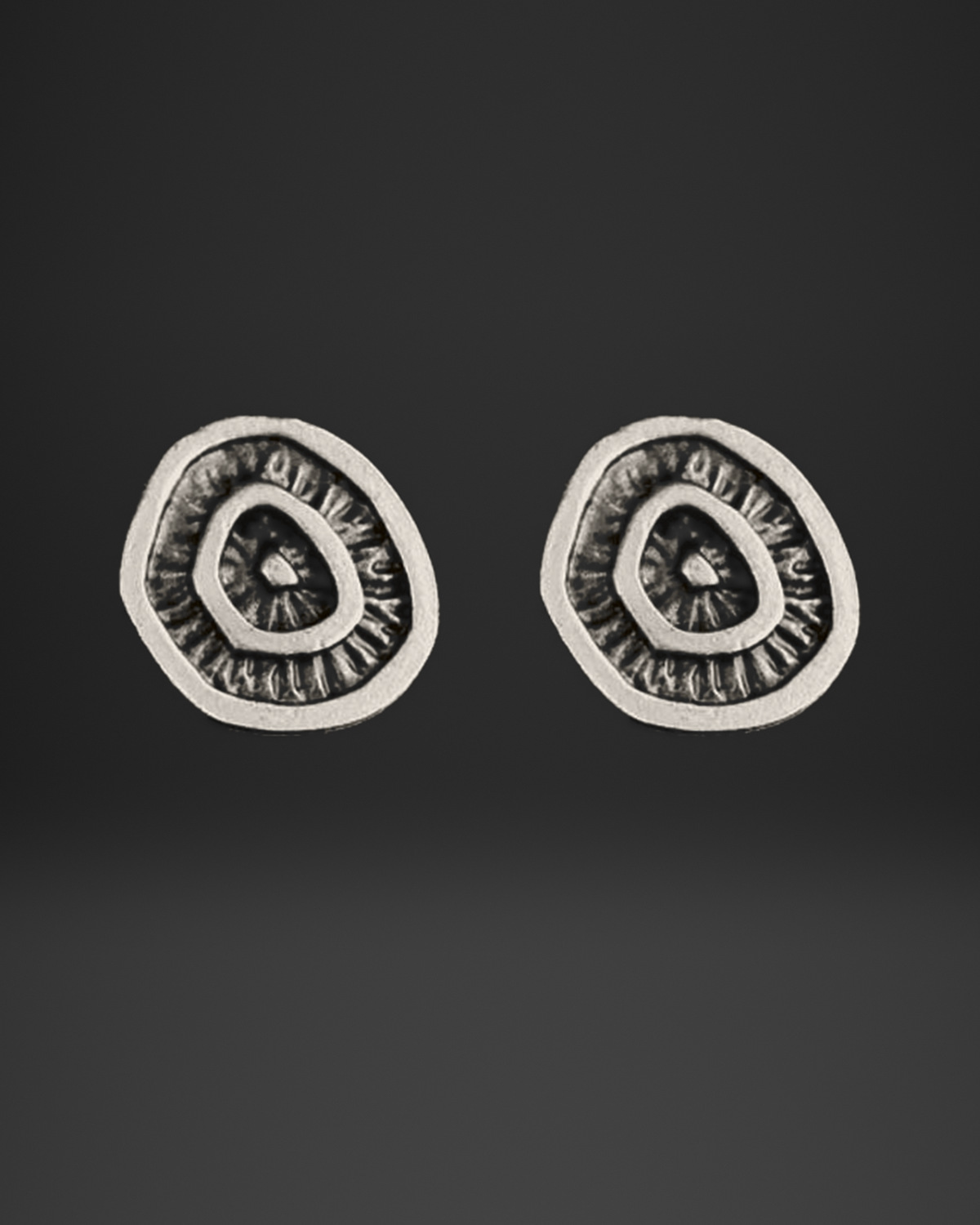 Organic Ripple Disc Stud Earrings