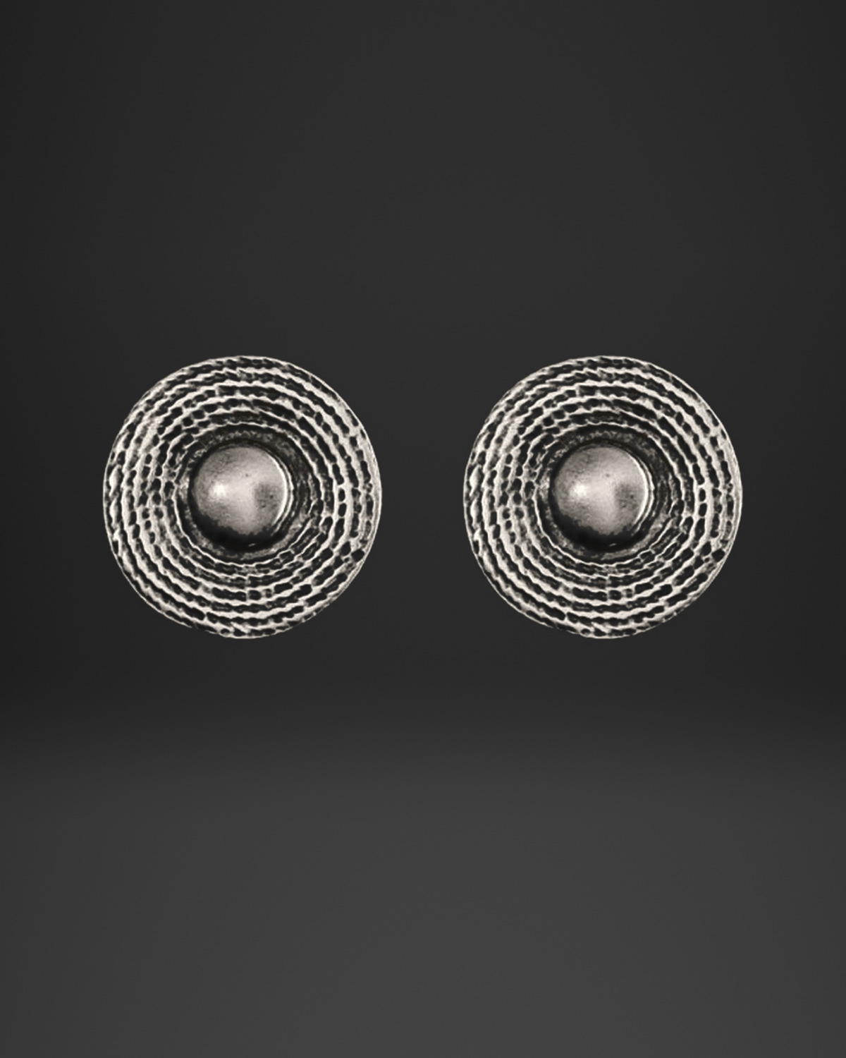 Textured Ring Dome Stud Earrings