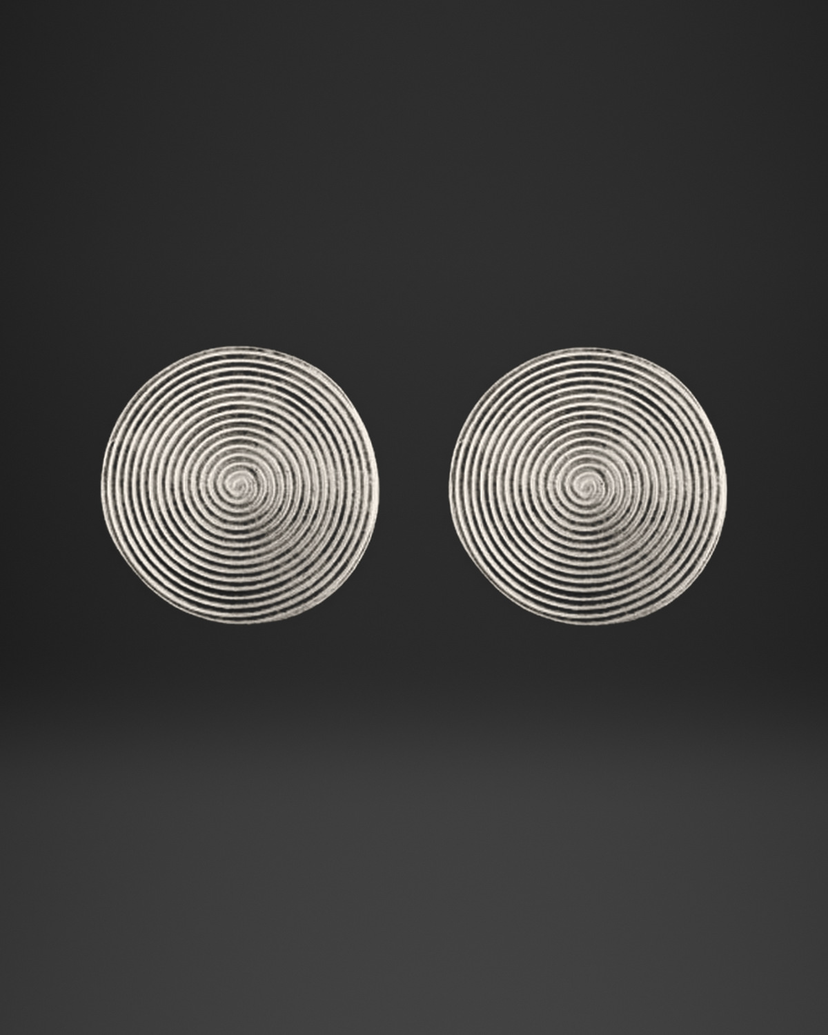 Fine Groove Spiral Disc Stud Earrings