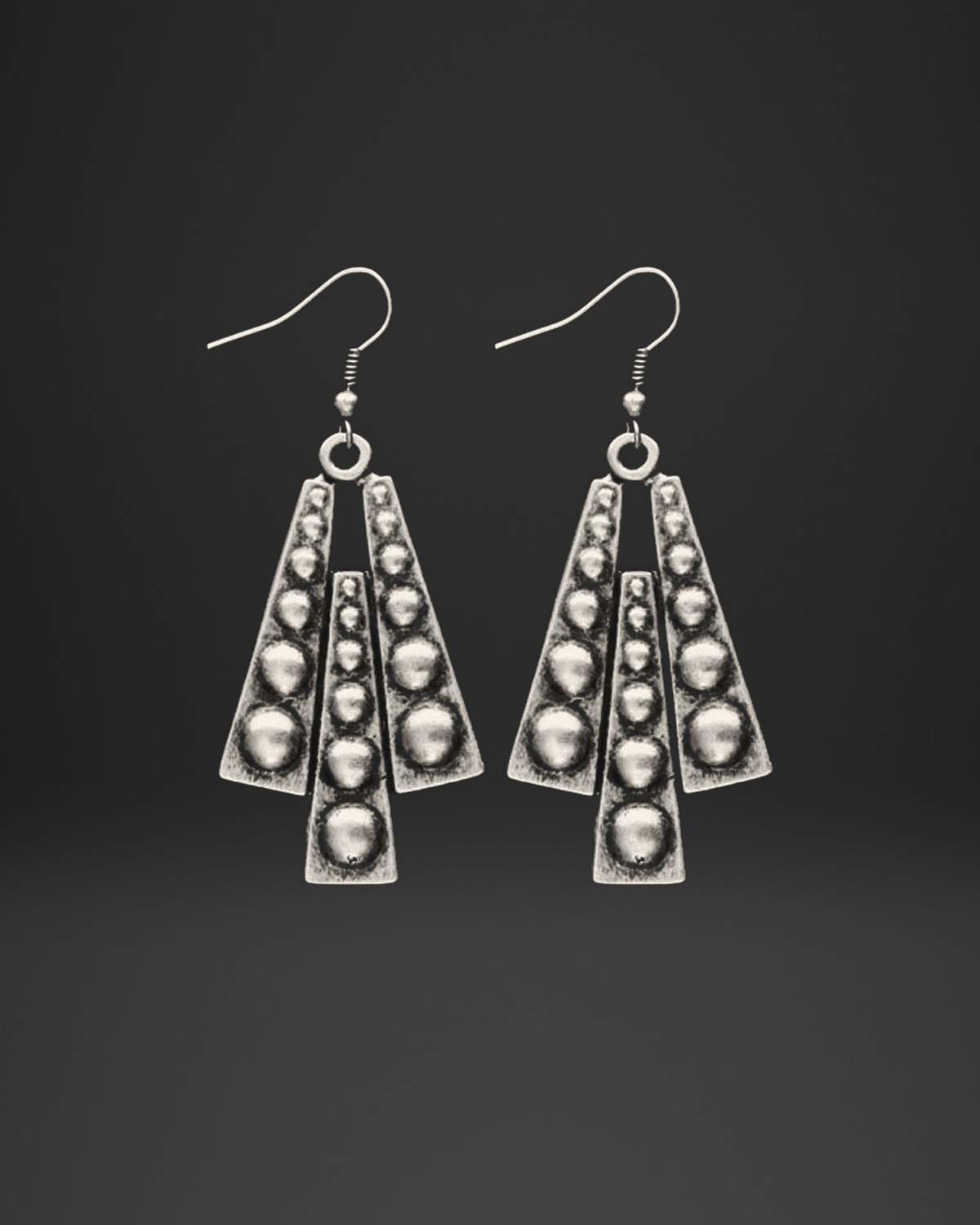 Studded Fan Bar Earrings