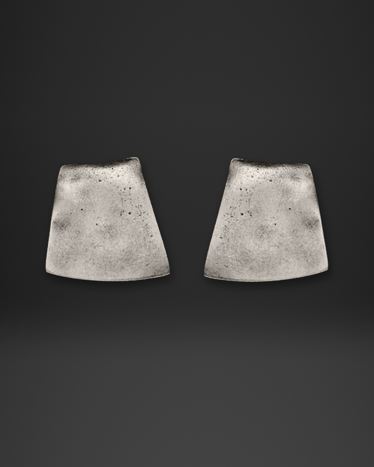 Brushed Trapeze Plate Stud Earrings