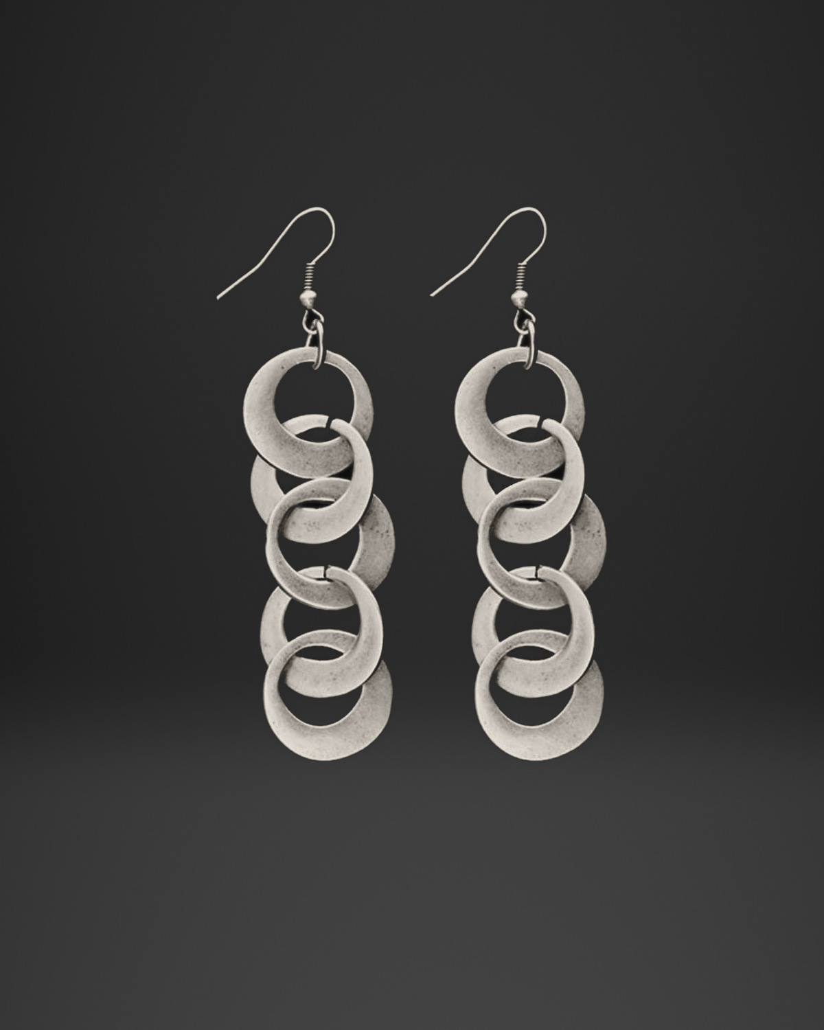 Linked Disc Ring Chain Earrings