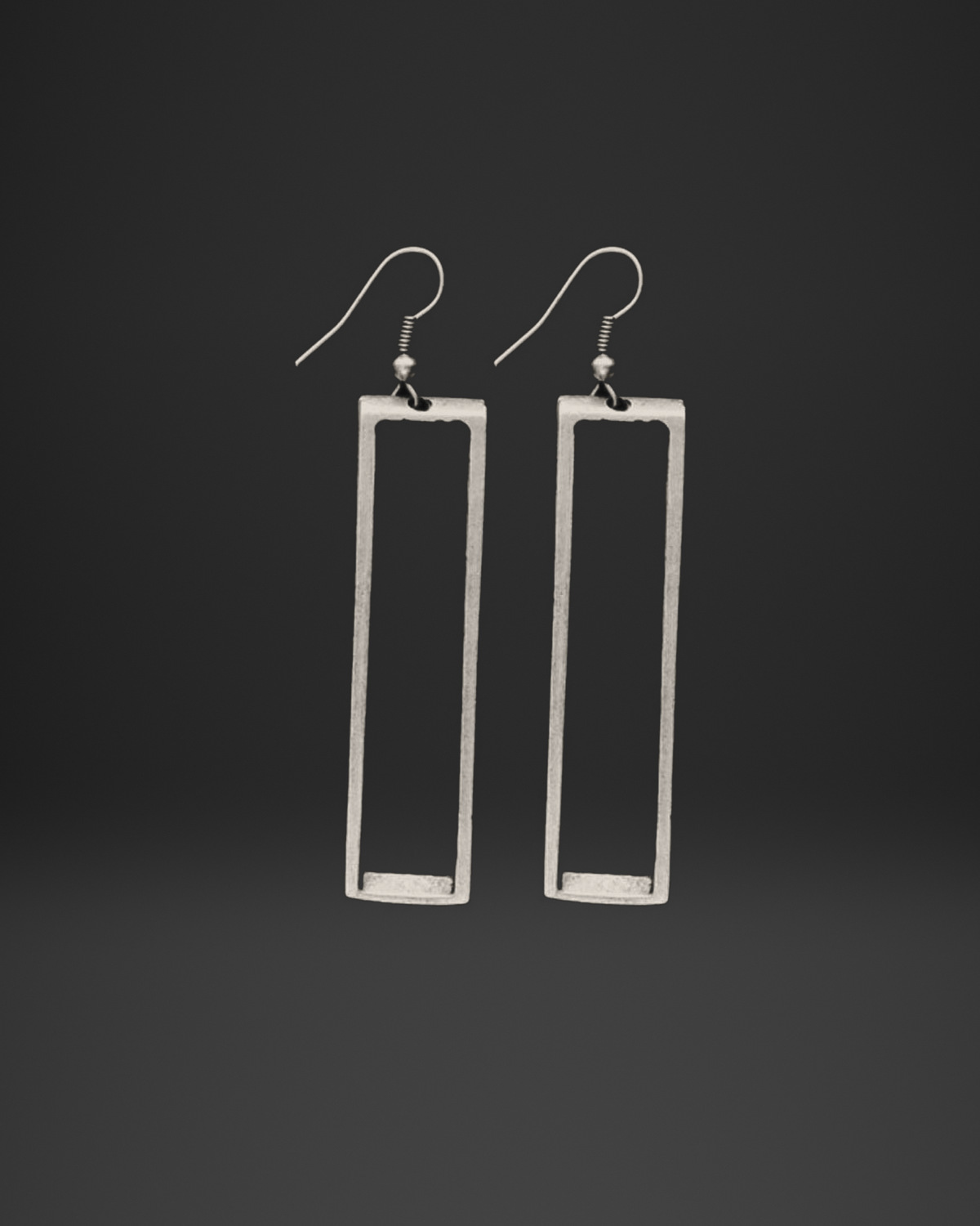 Long Open Rectangle Earrings