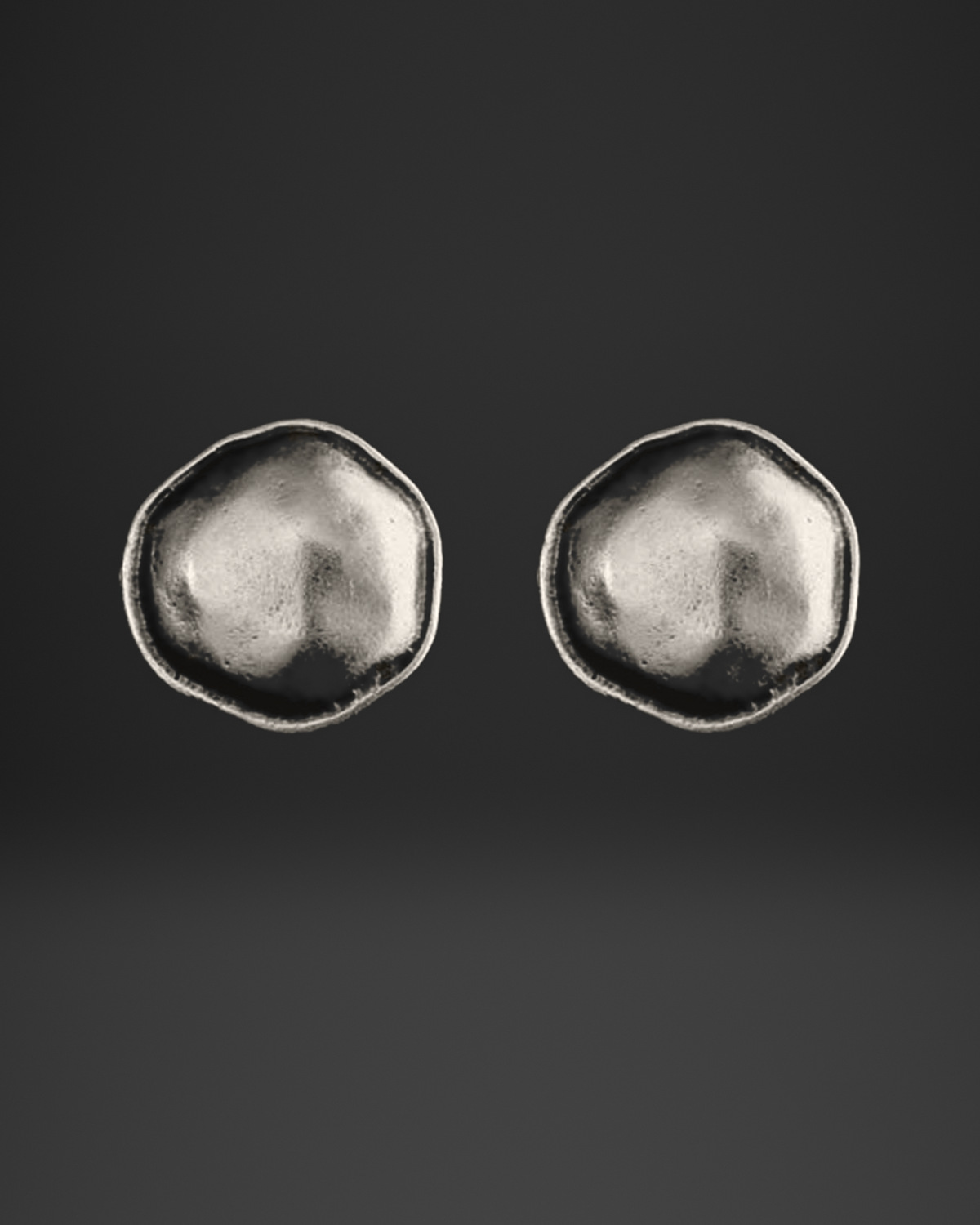 Organic Round Dome Stud Earrings