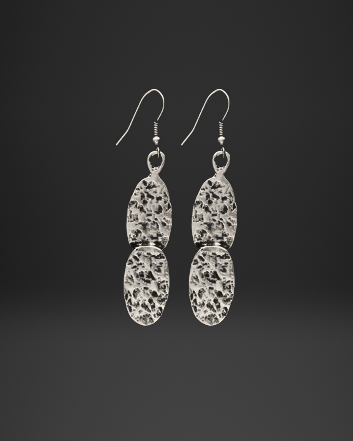 Double Oval Crackle Drop Earrings