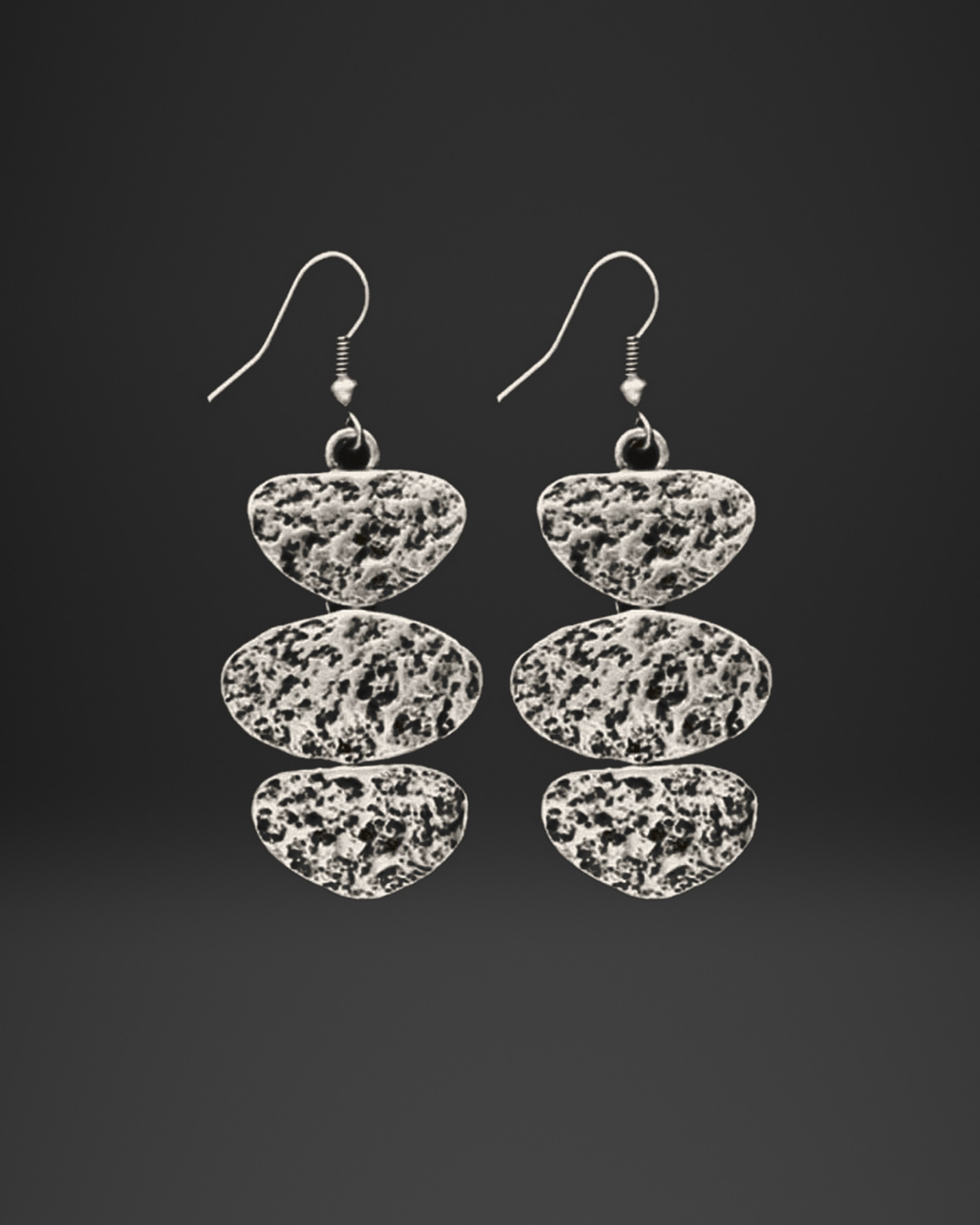 Triple Pebble Lava Drop Earrings