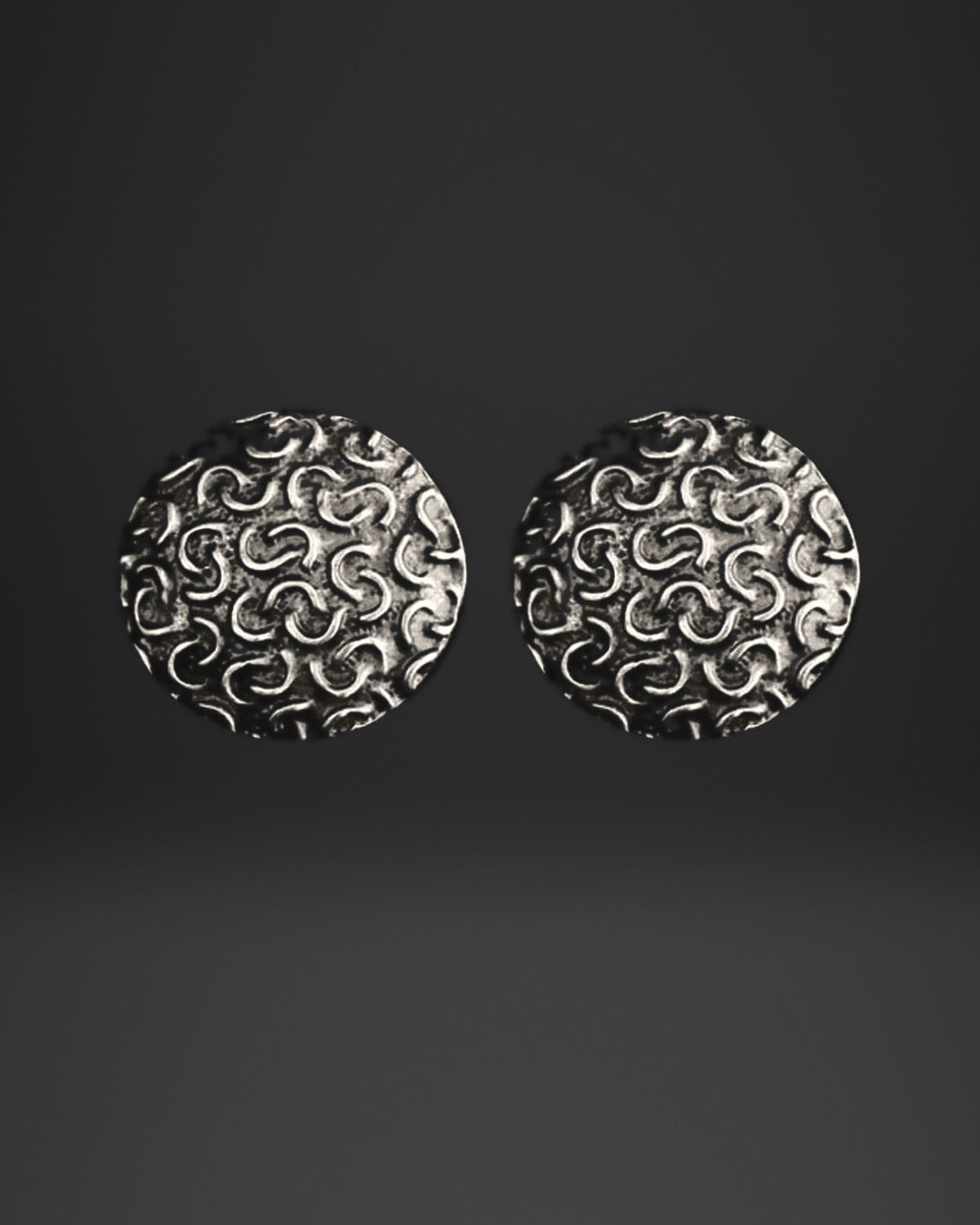 Swirl Pattern Disc Clip-On Earrings