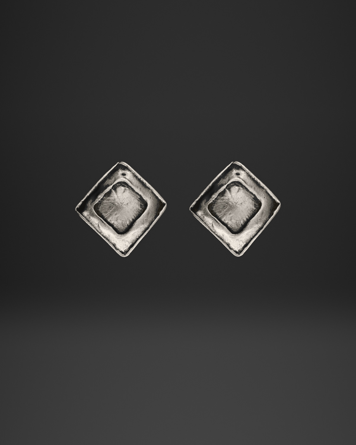 Framed Diamond Panel Stud Earrings