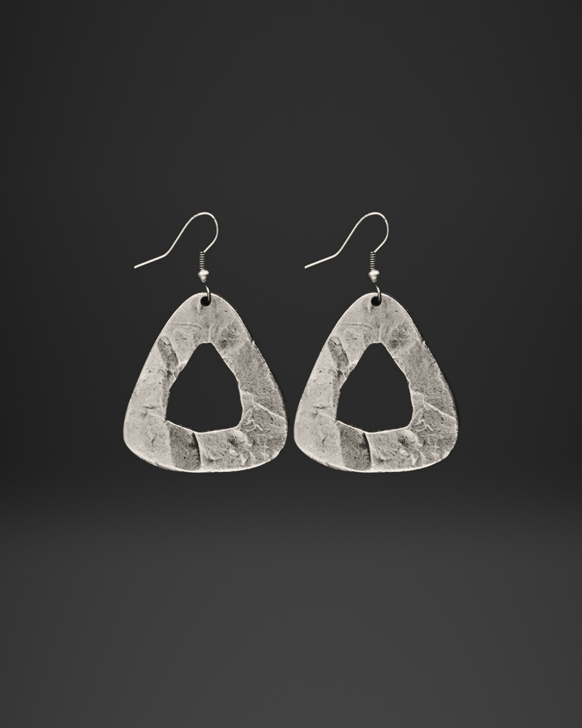 Hammered Triangle Hoop Earrings