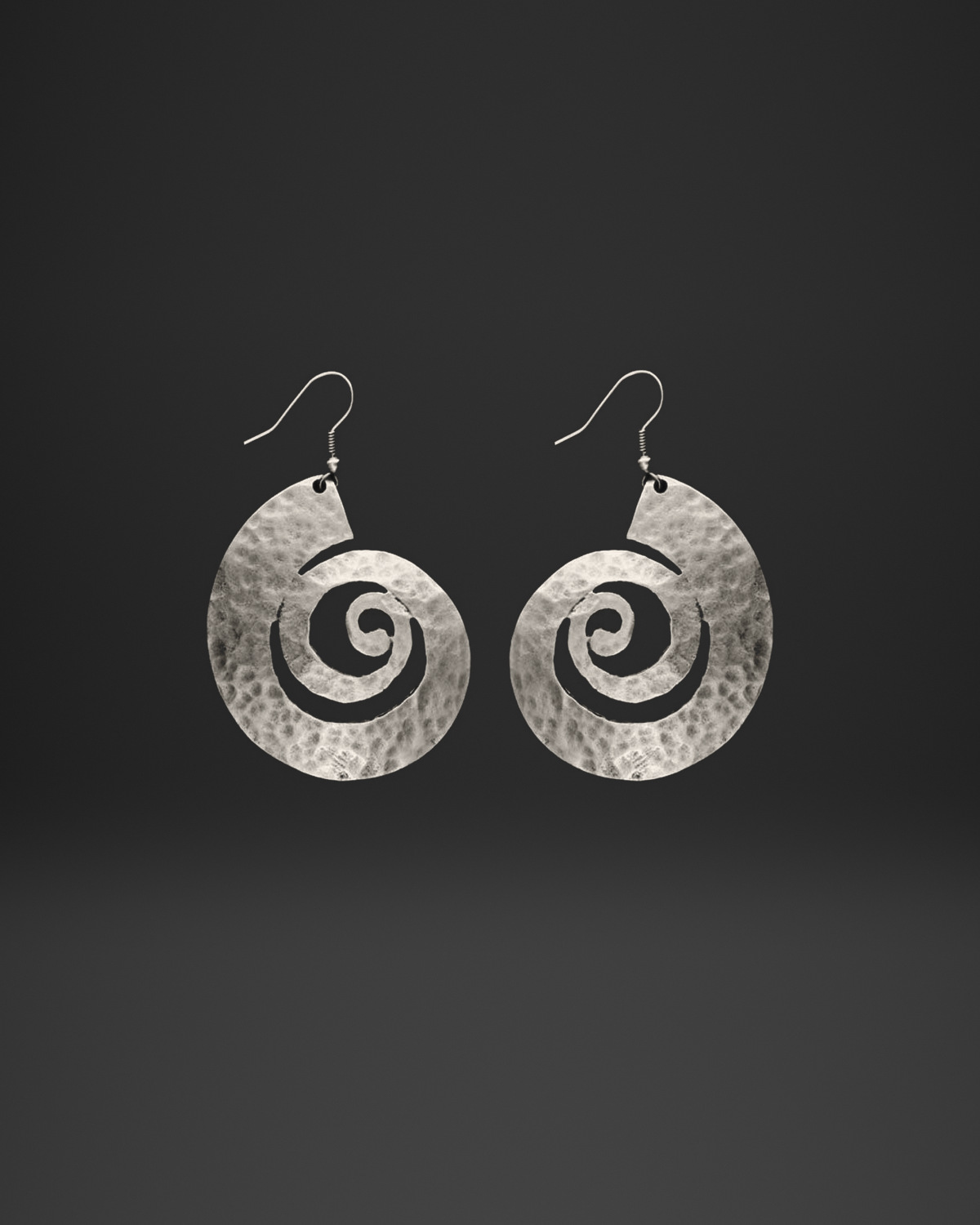 Hammered Cut-Out Spiral Earrings