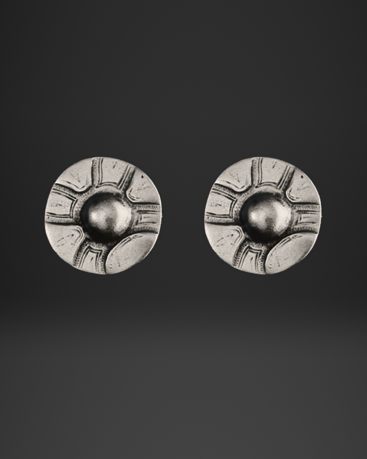 Cross Dome Disc Stud Earrings