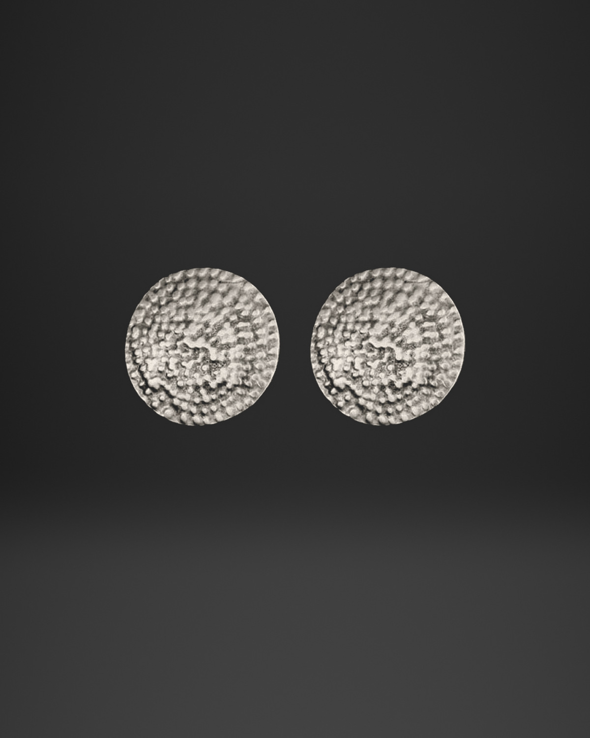 Hammered Round Button Stud Earrings