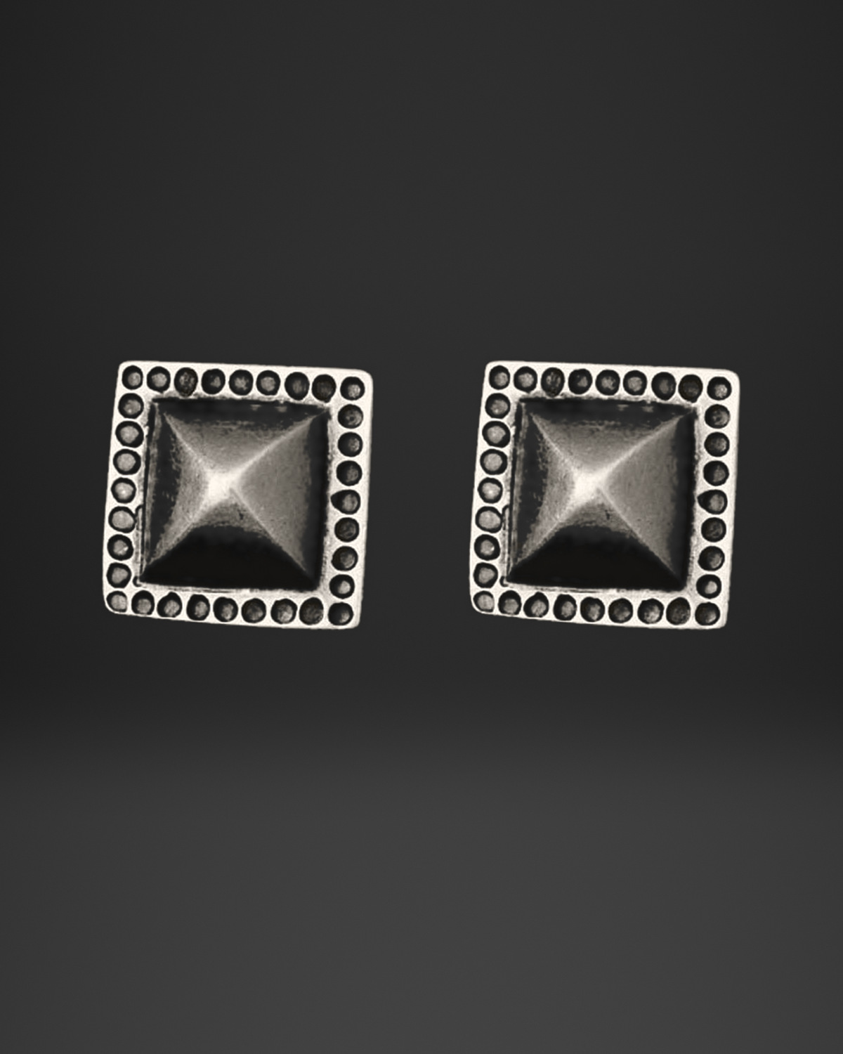 Pyramid Square Dotted Frame Clip-On Earrings